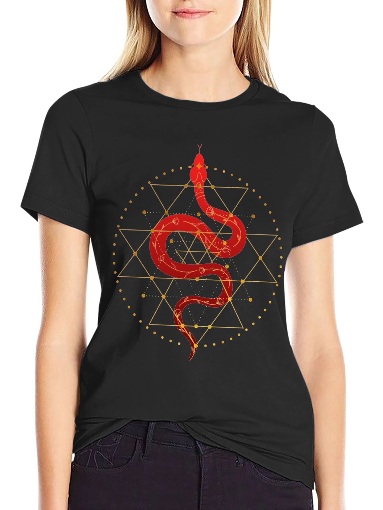 Geometric Serpent Graphic Tee - Modern Mystic
