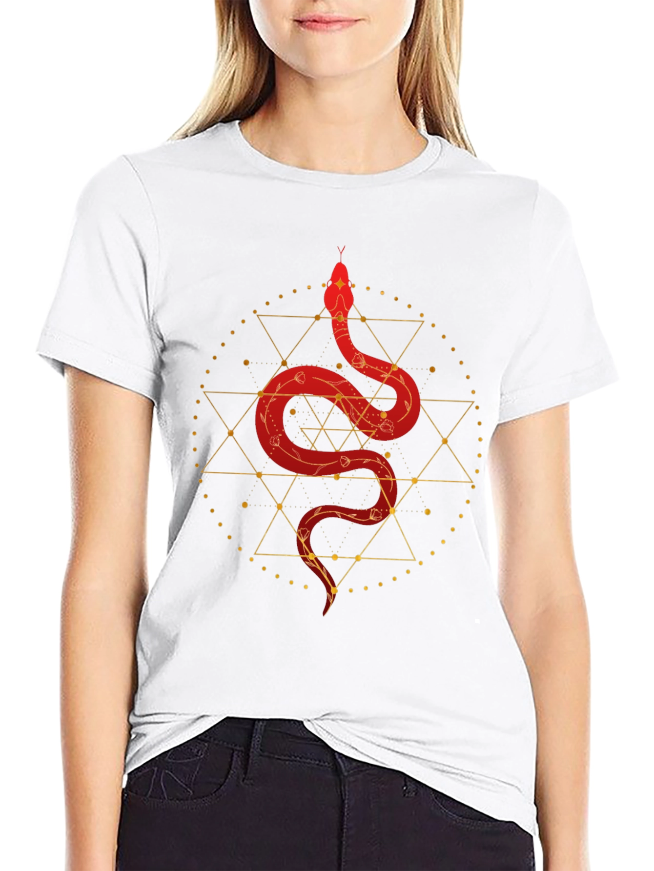 Geometric Serpent Graphic Tee - Modern Mystic