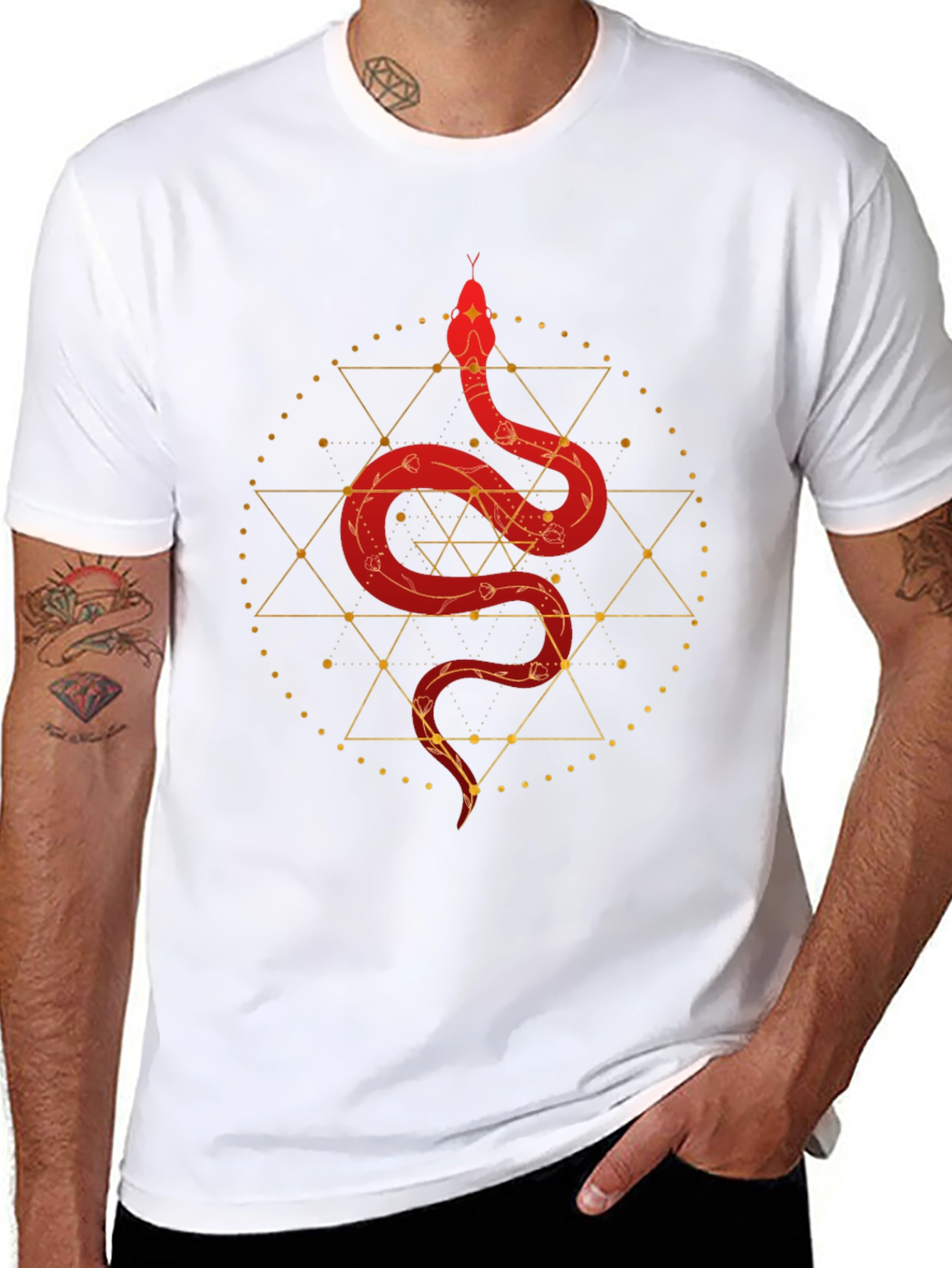 Geometric Serpent Graphic Tee - Modern Mystic