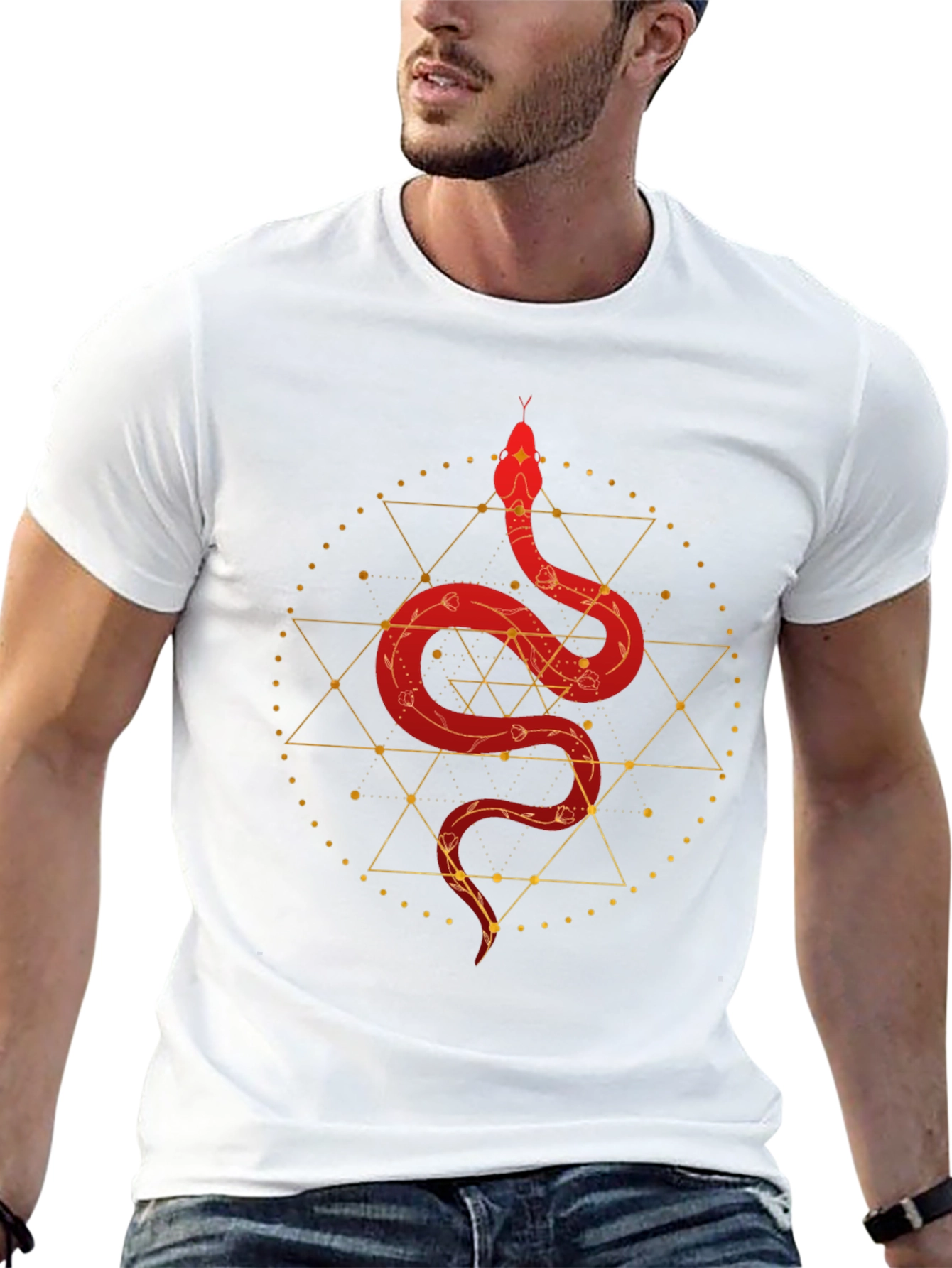 Geometric Serpent Graphic Tee - Modern Mystic
