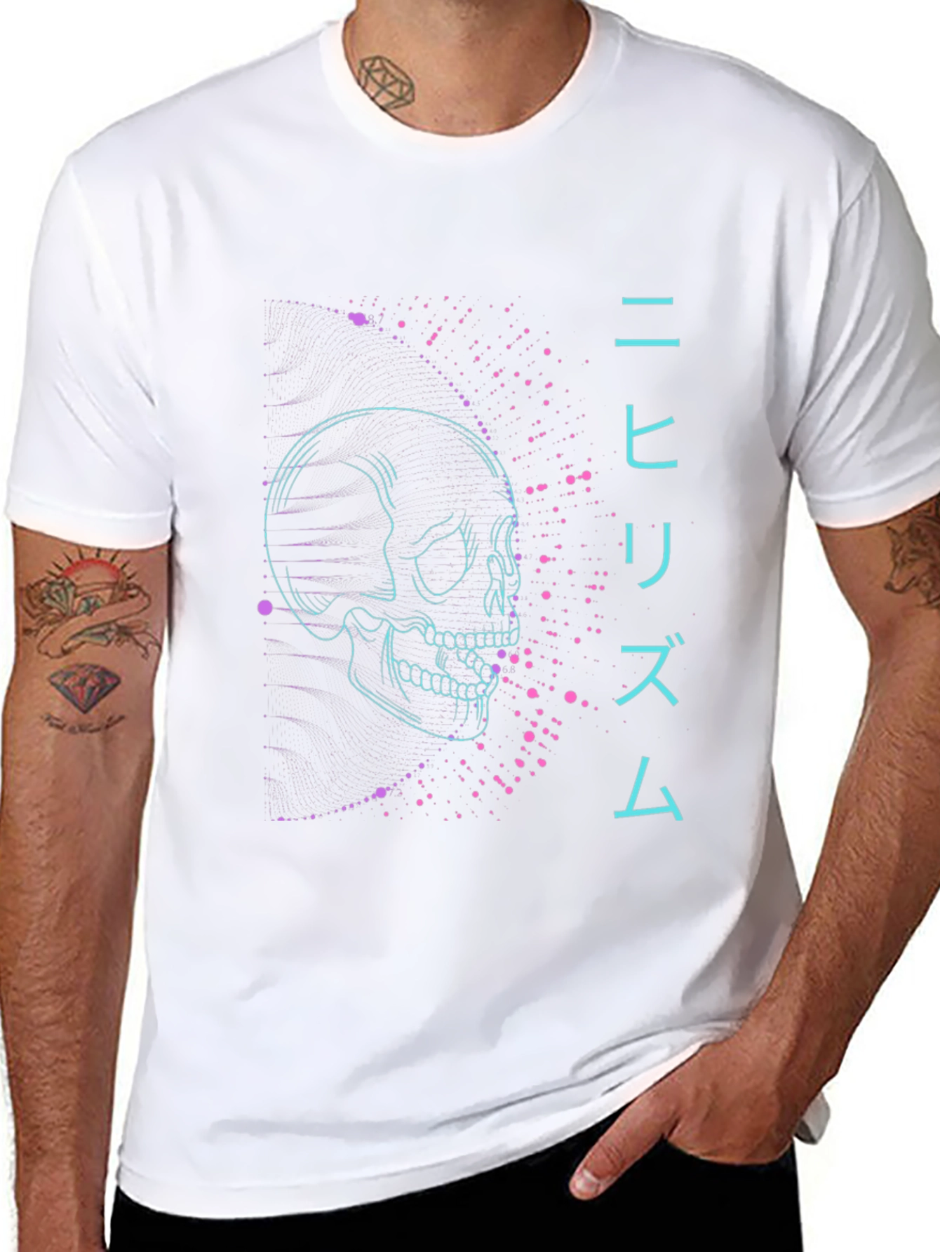 Neon Skull Nihilism Graphic Tee - Black
