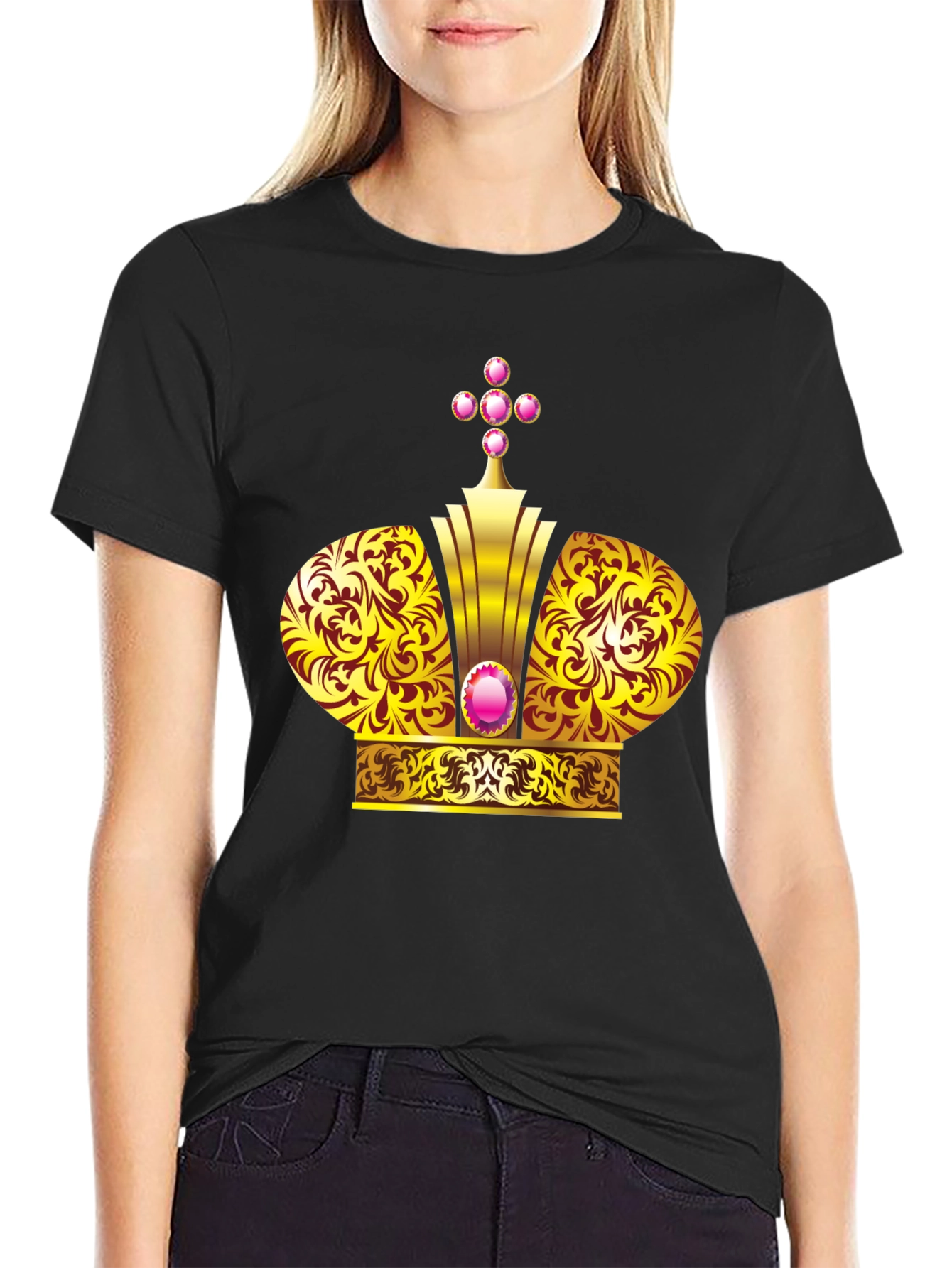 Golden Crown Graphic Black T-Shirt