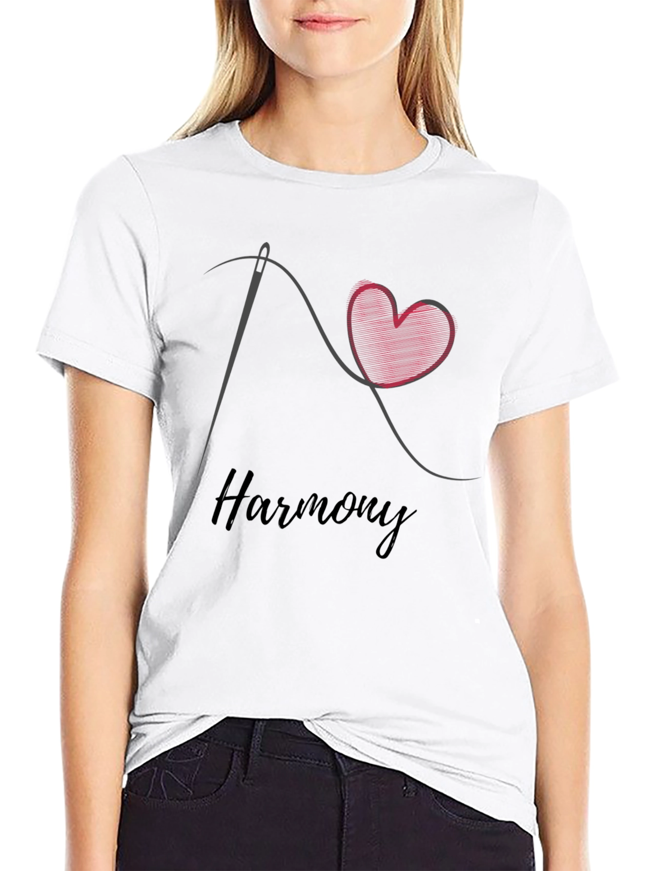 Harmony Graphic T-Shirt: Sewn Heart Design