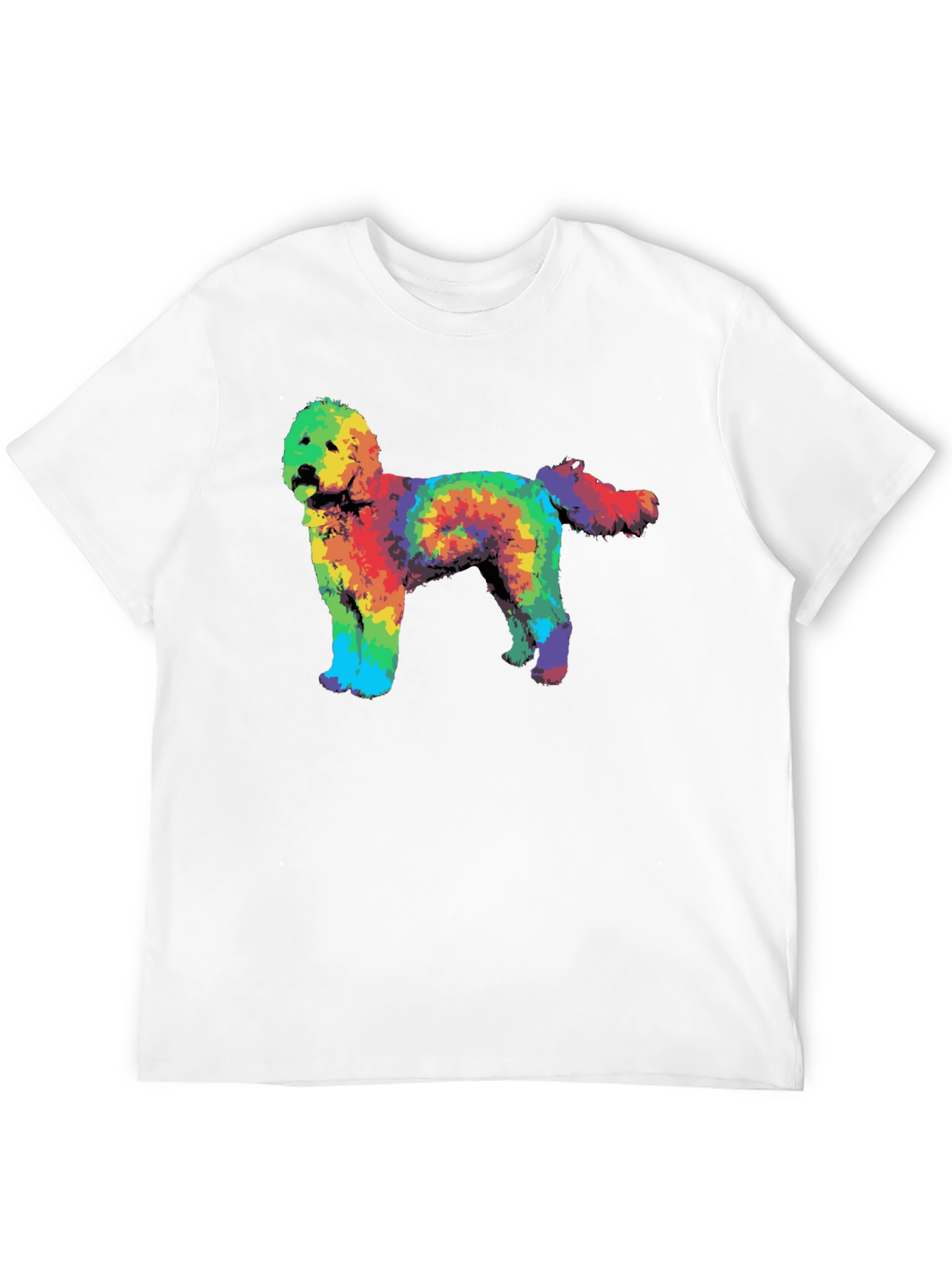 Rainbow Tie-Dye Doodle Dog Graphic T-Shirt