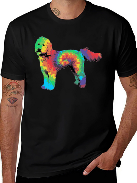 Rainbow Tie-Dye Doodle Dog Graphic T-Shirt