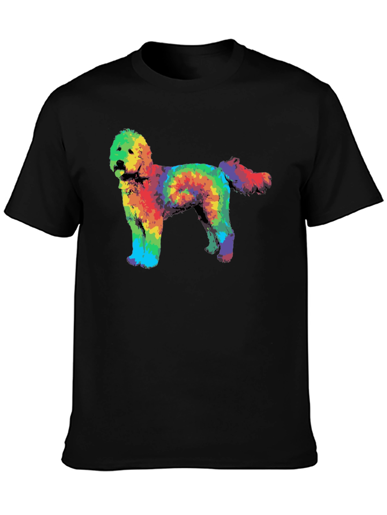 Rainbow Tie-Dye Doodle Dog Graphic T-Shirt