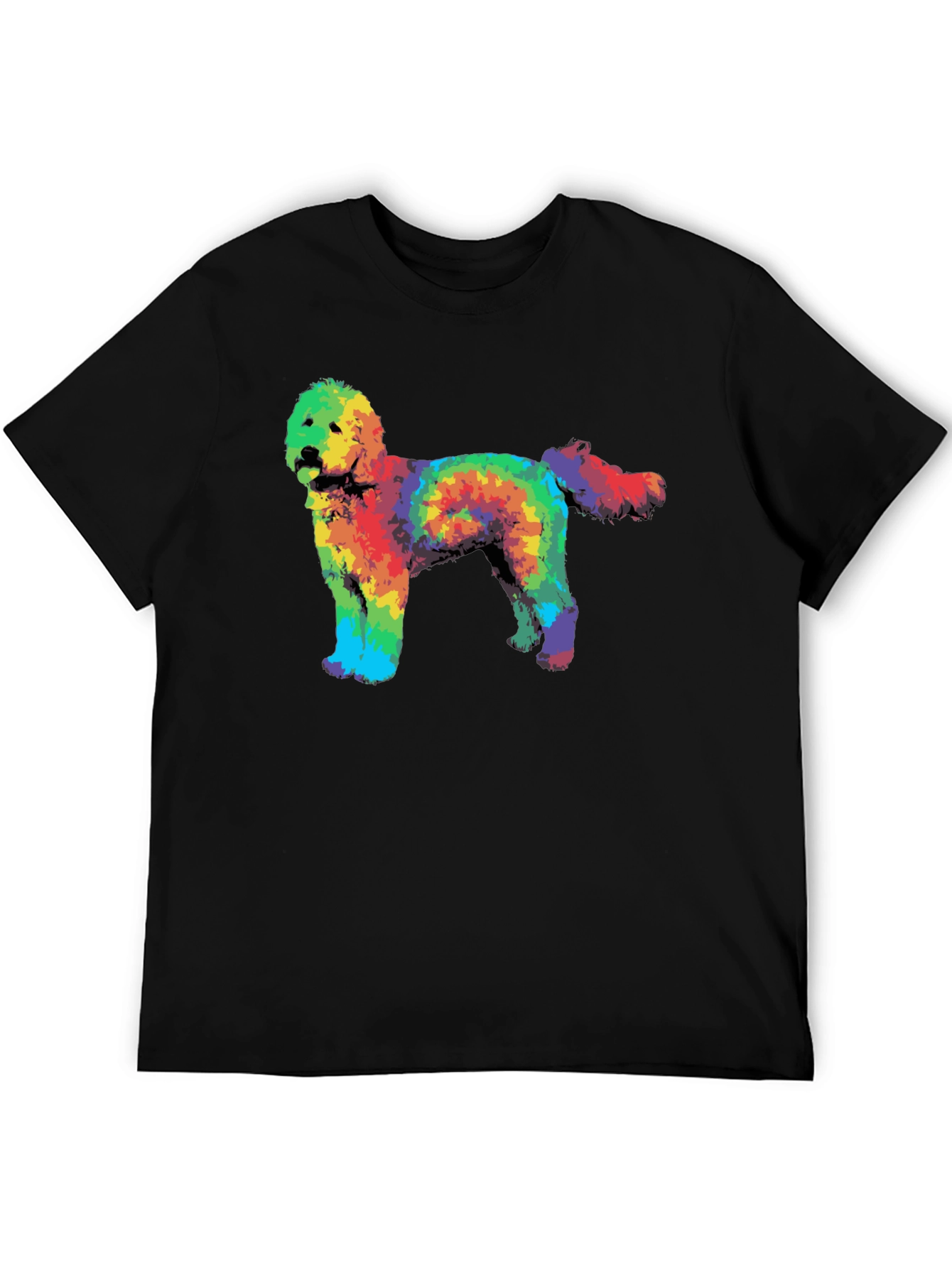 Rainbow Tie-Dye Doodle Dog Graphic T-Shirt