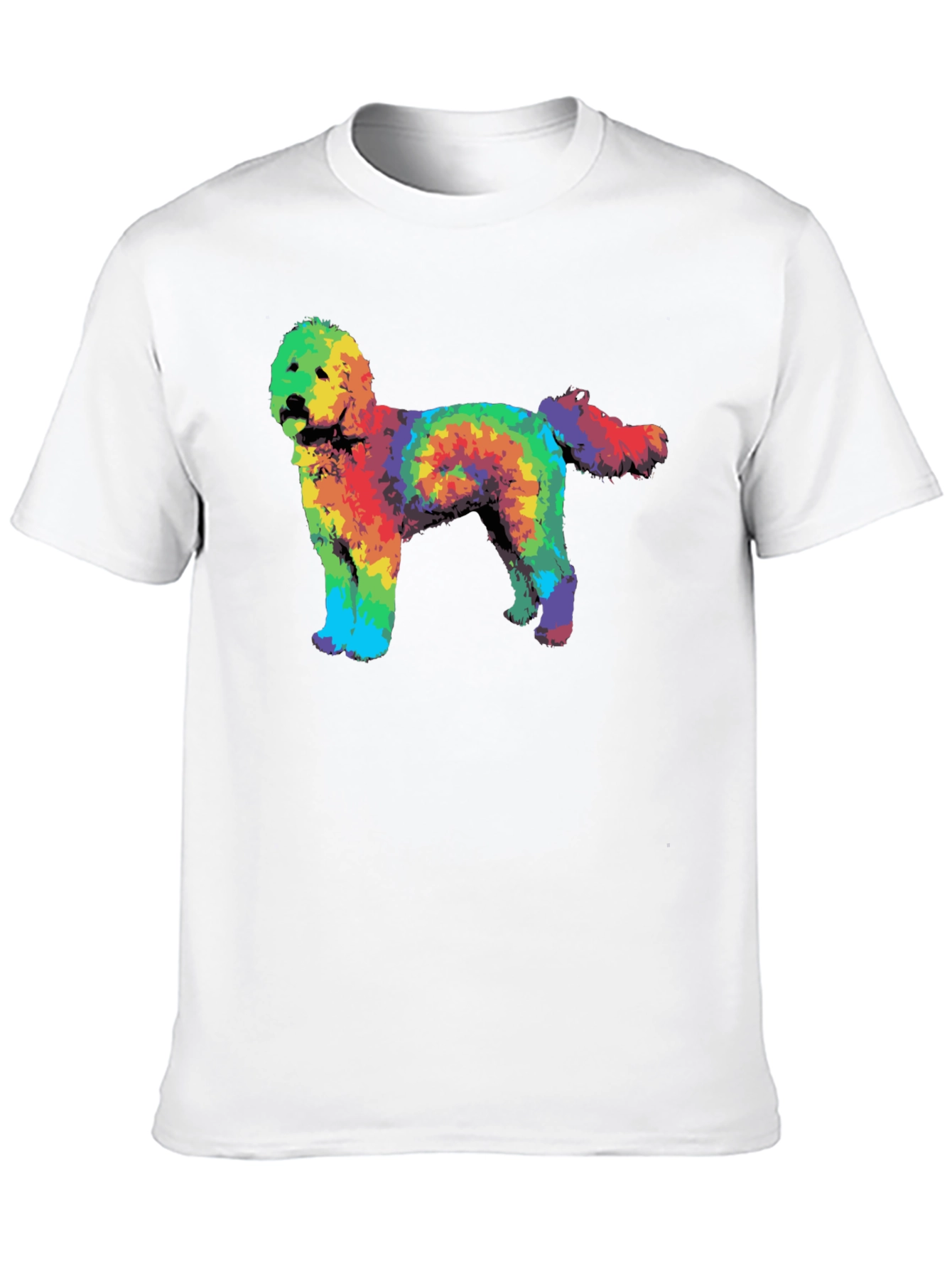 Rainbow Tie-Dye Doodle Dog Graphic T-Shirt