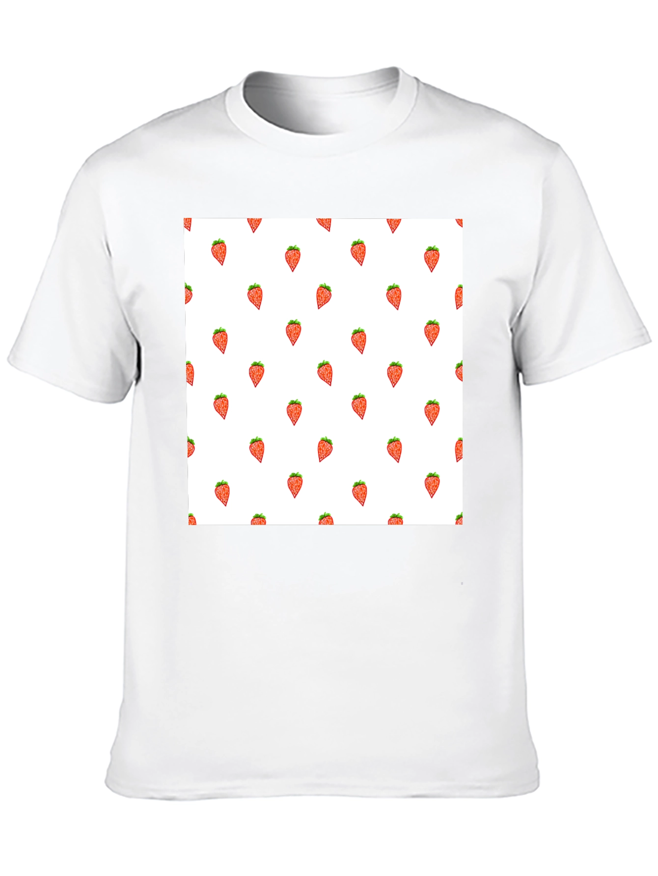 Strawberry Pattern Black T-Shirt