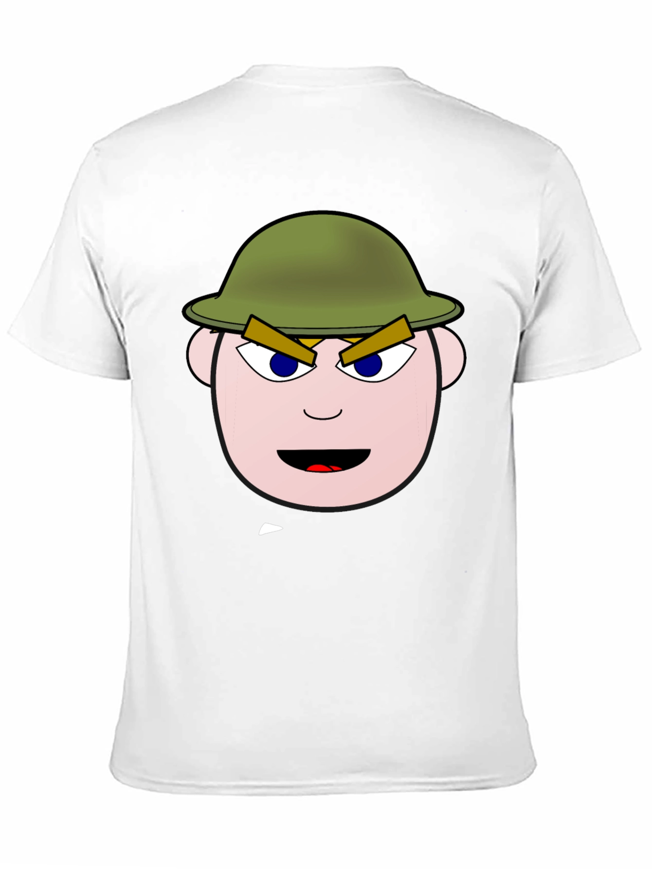 Cartoon Soldier Graphic Tee - Black Cotton Blend Shirt