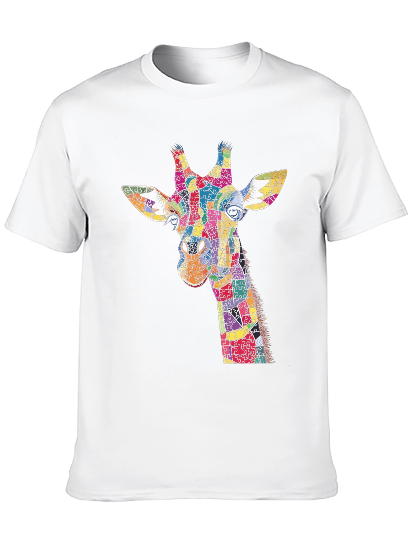 Giraffe Puzzle Piece Graphic Black T-Shirt