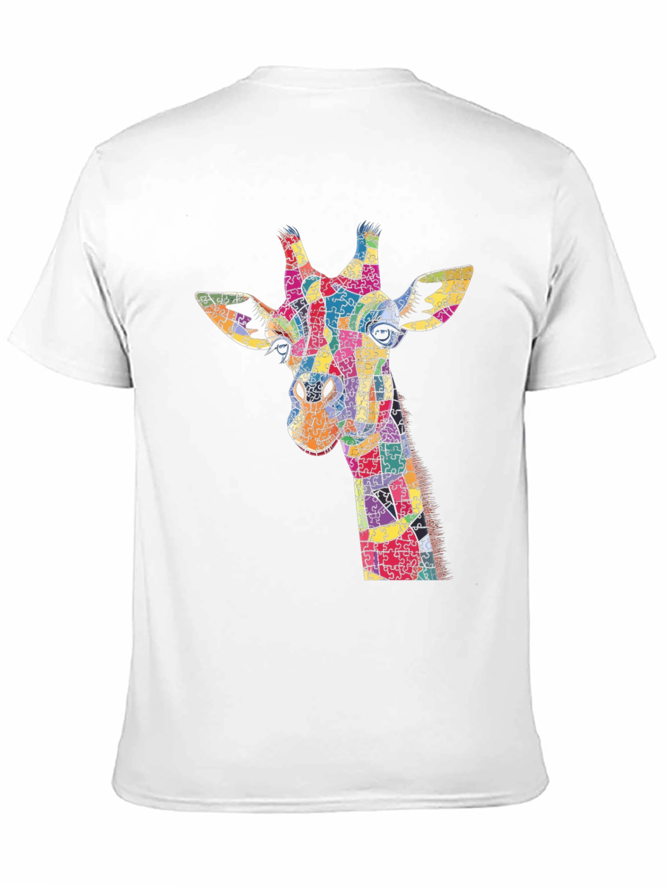 Giraffe Puzzle Piece Graphic Black T-Shirt