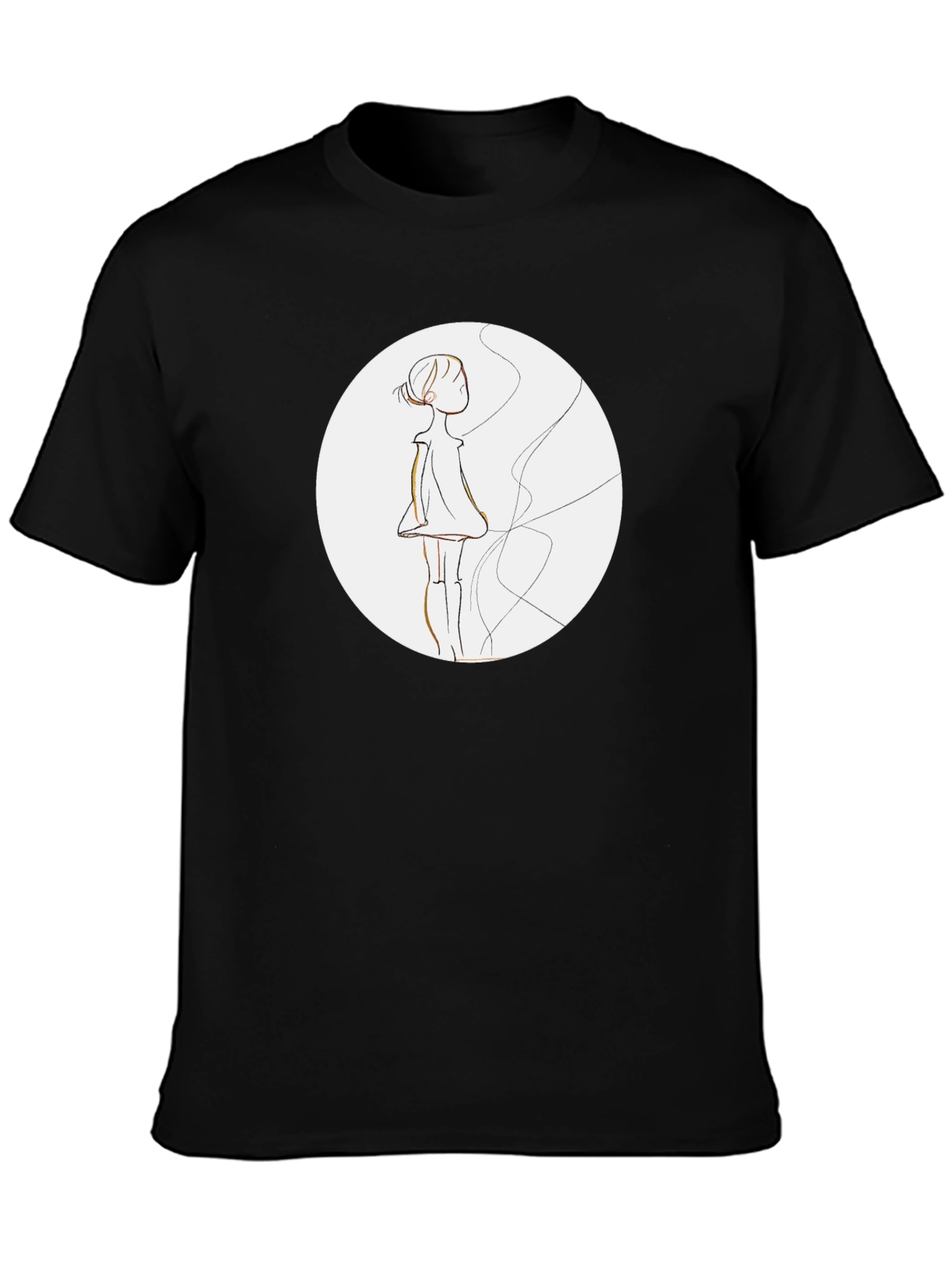Black Graphic Tee - Abstract Girl Design
