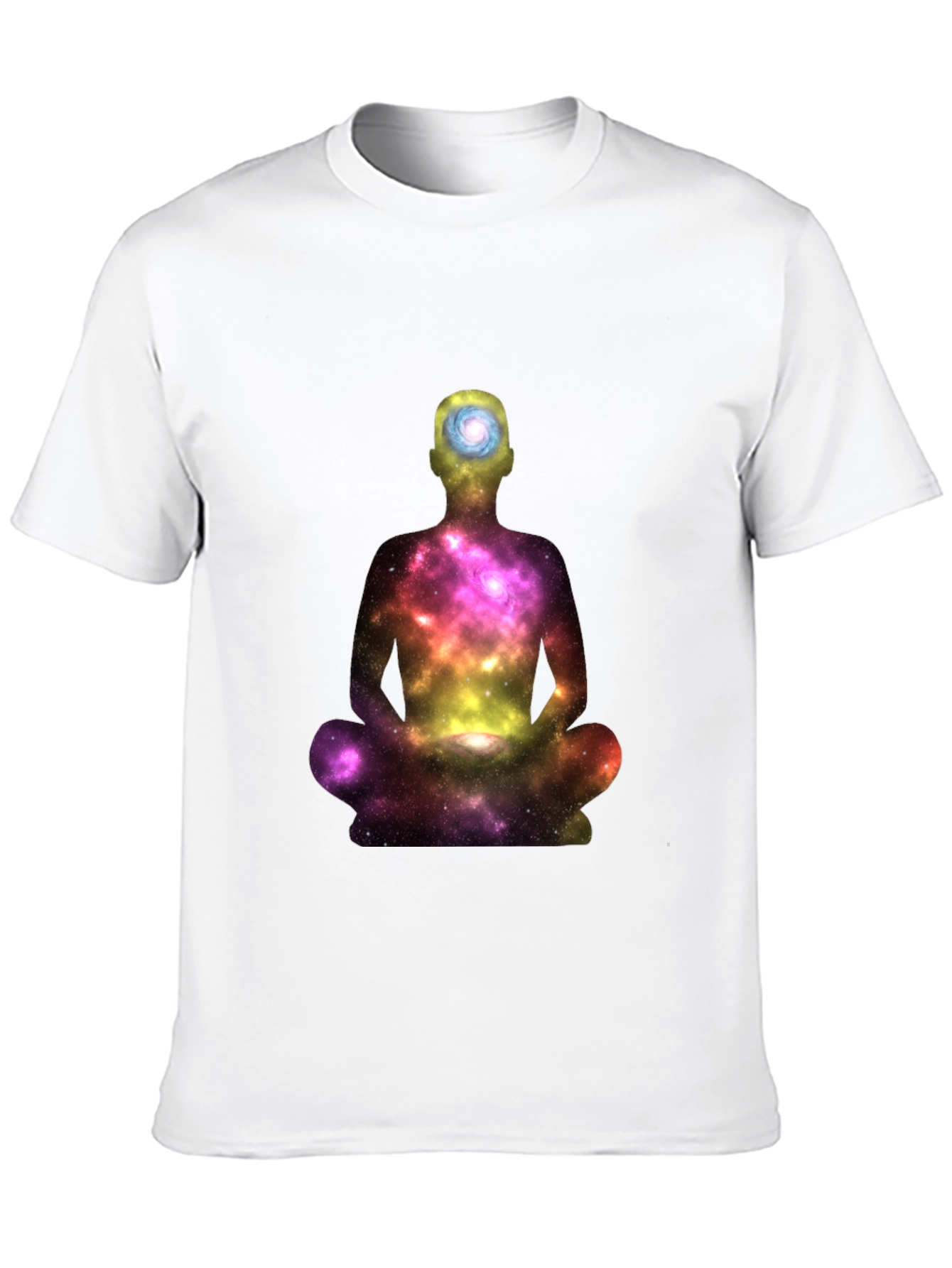 Meditating Galaxy Man Black T-Shirt