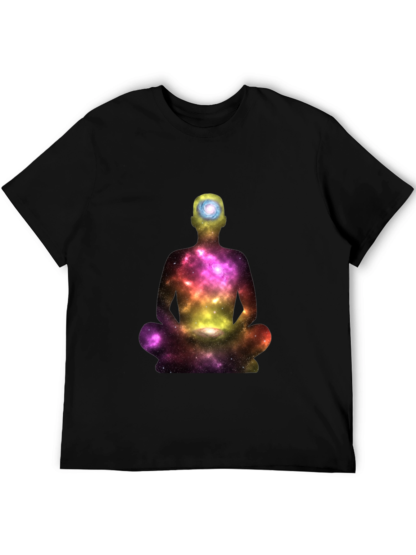 Meditating Galaxy Man Black T-Shirt