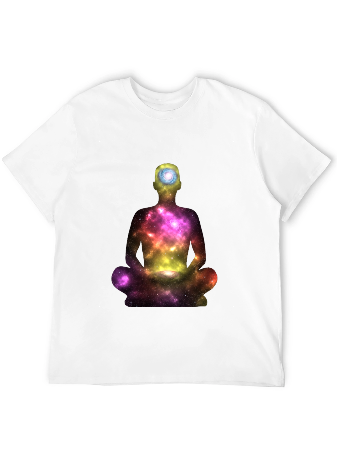 Meditating Galaxy Man Black T-Shirt