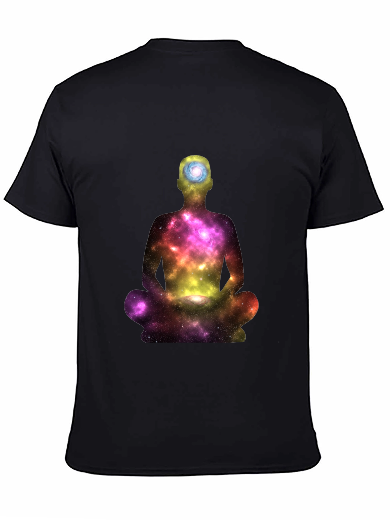 Meditating Galaxy Man Black T-Shirt