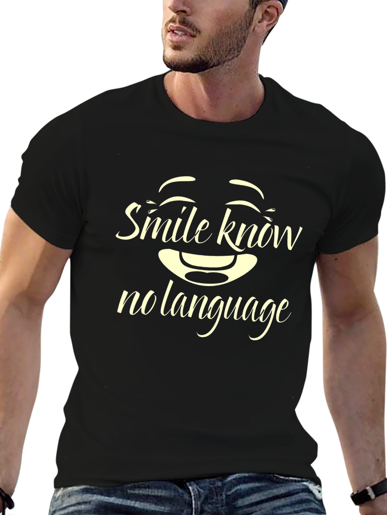 Smile Knows No Language Black T-Shirt