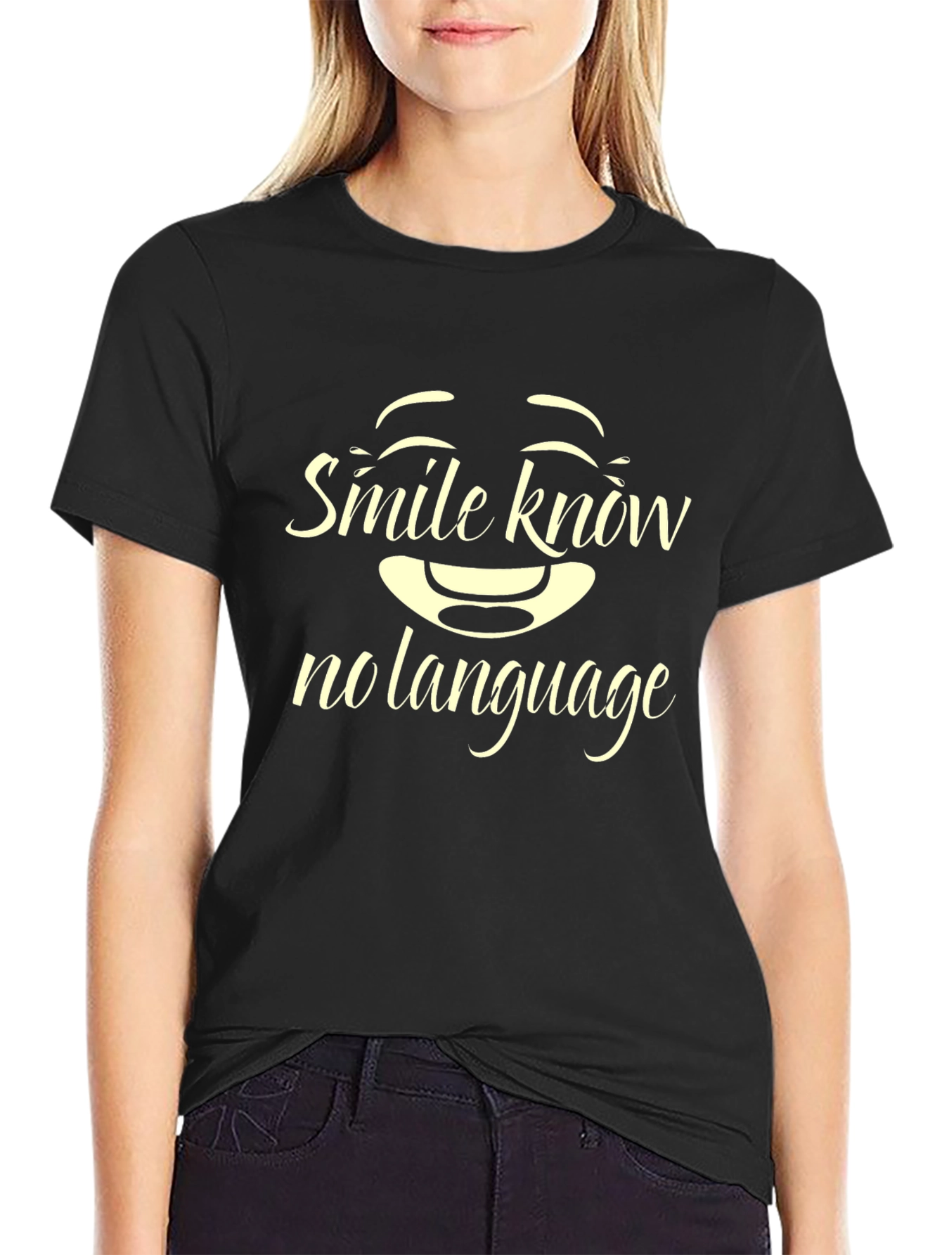 Smile Knows No Language Black T-Shirt