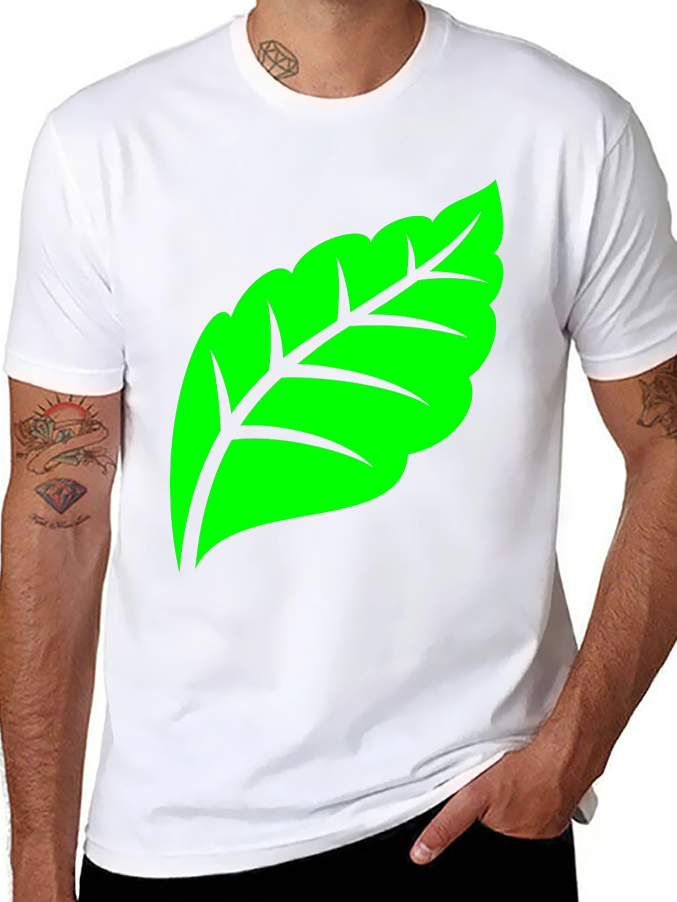 Green Leaf Graphic Tee - Nature Inspired Design