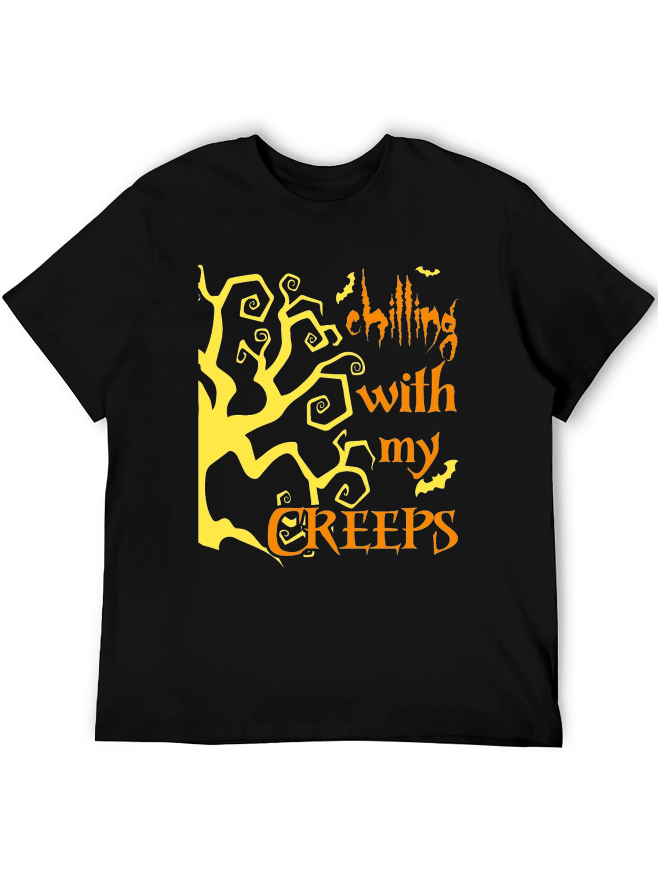 Halloween Chilling With My Creeps Black Graphic T-Shirt