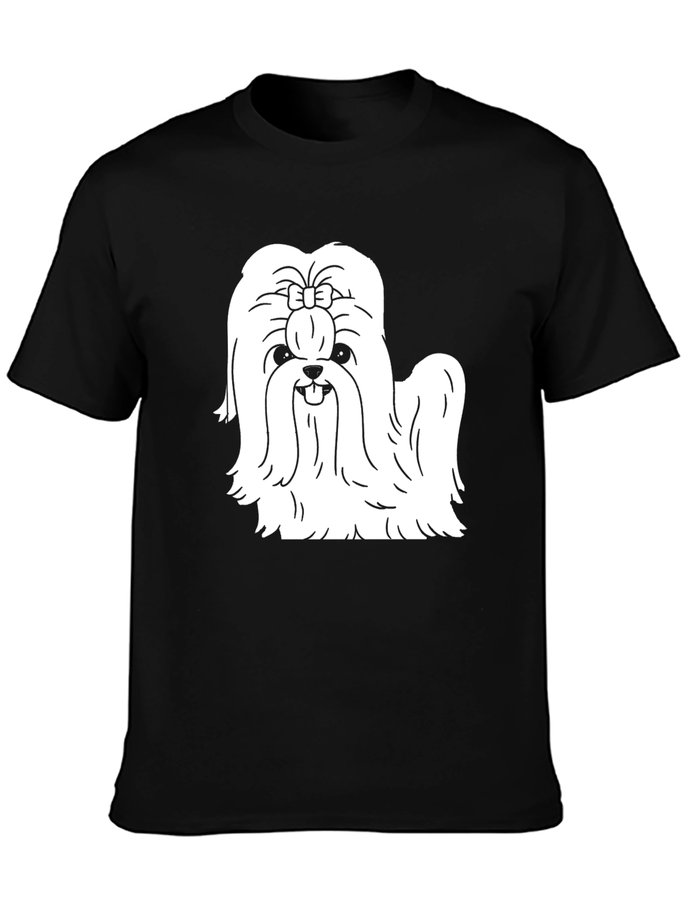 Cute Dog Graphic Tee - Black Cotton Blend T-Shirt