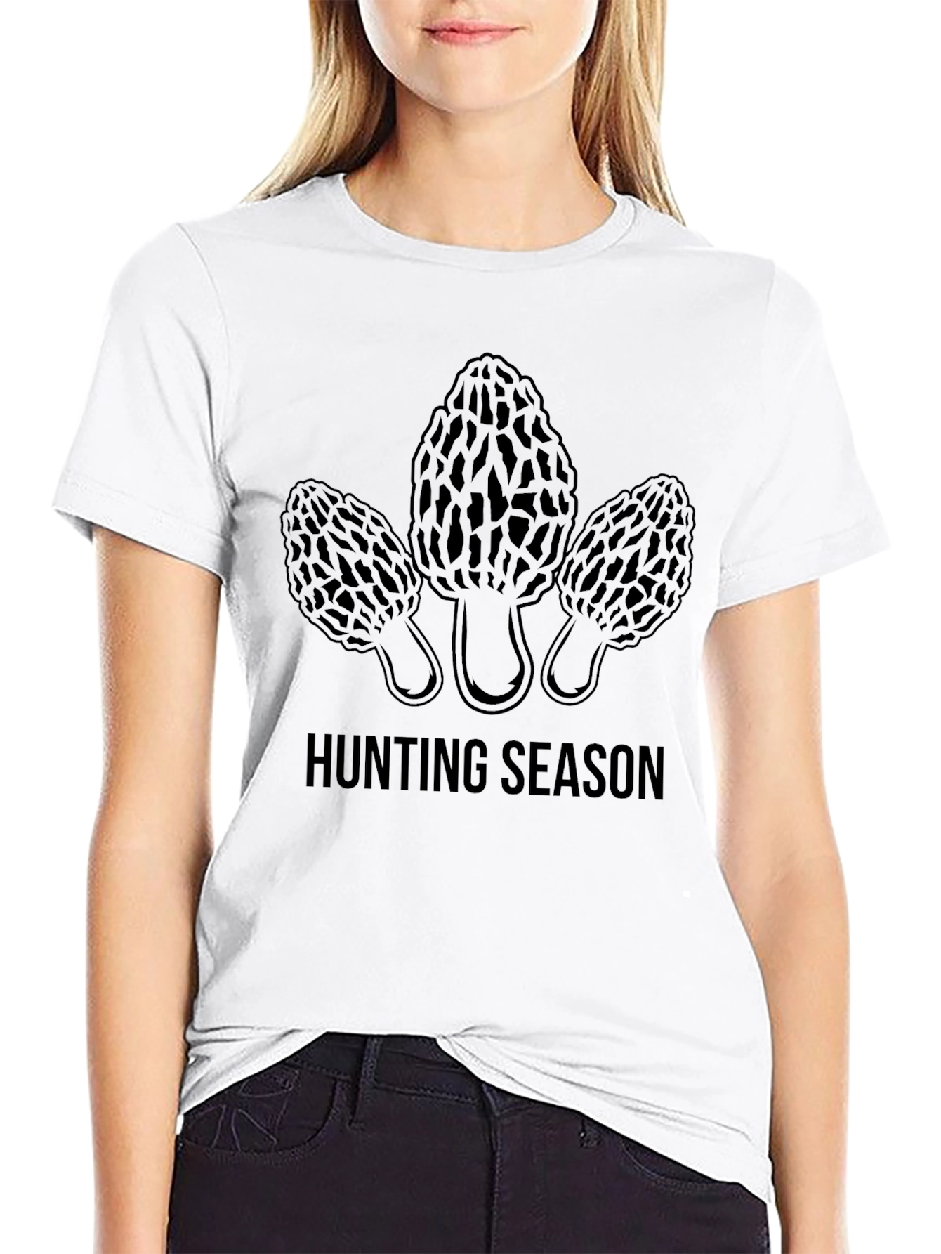 Morel Mushroom Hunting Season Black T-Shirt