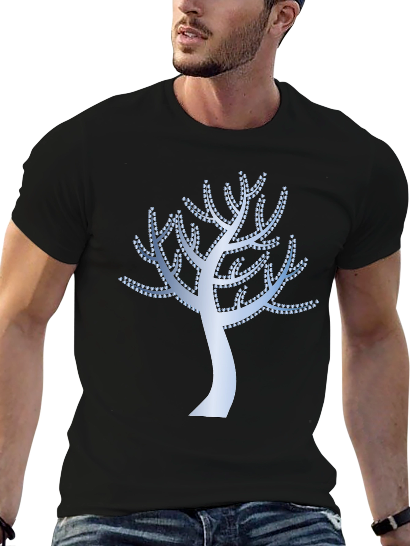 Stylish Tree Graphic Black T-Shirt