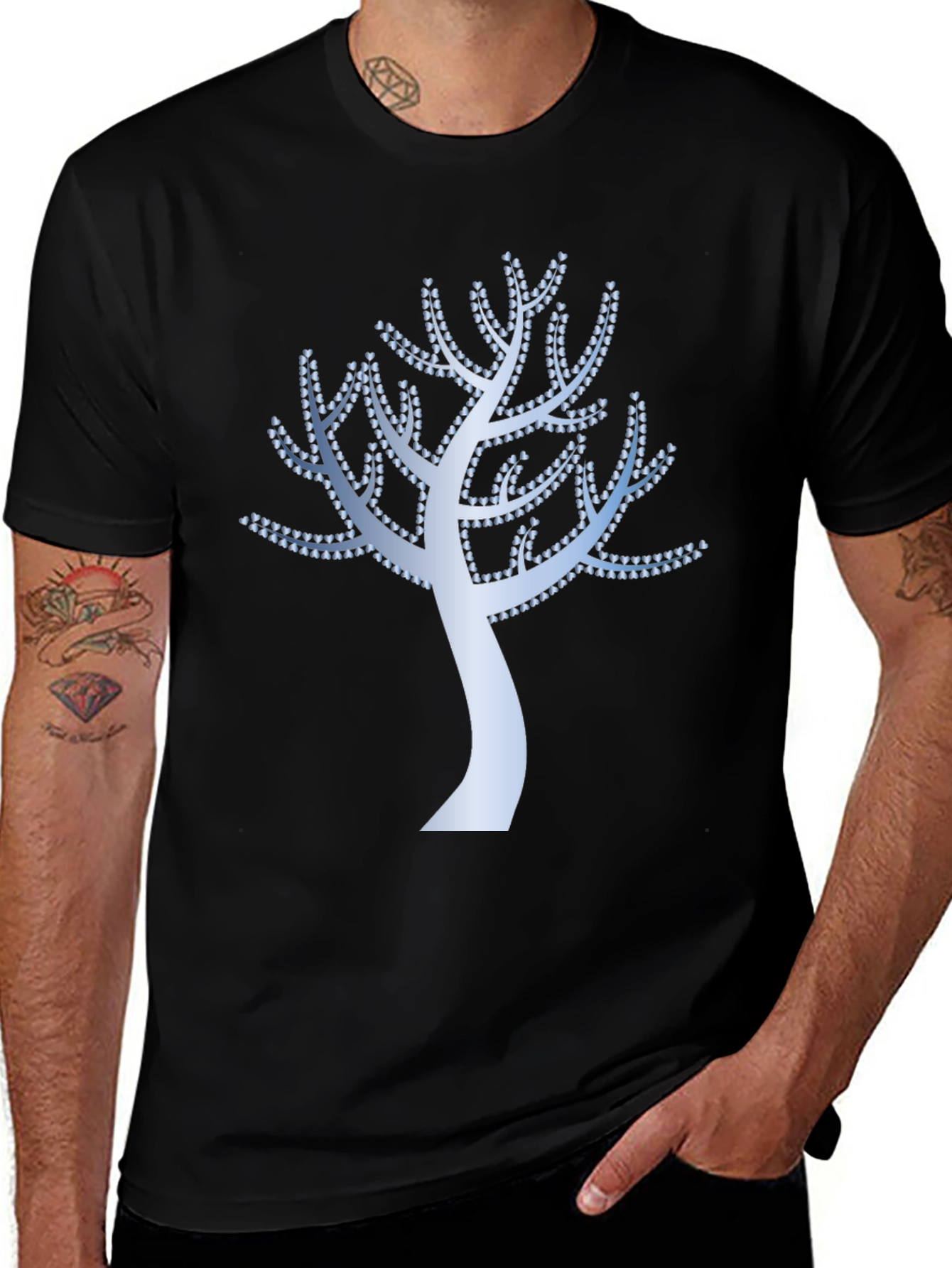 Stylish Tree Graphic Black T-Shirt