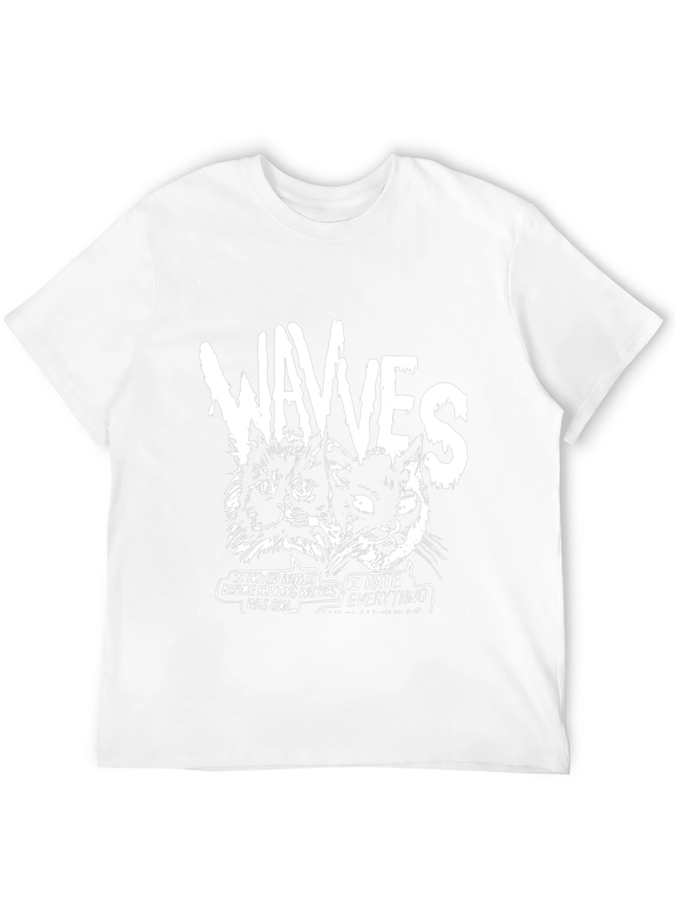 Wavves Cats Graphic Print Black T-Shirt