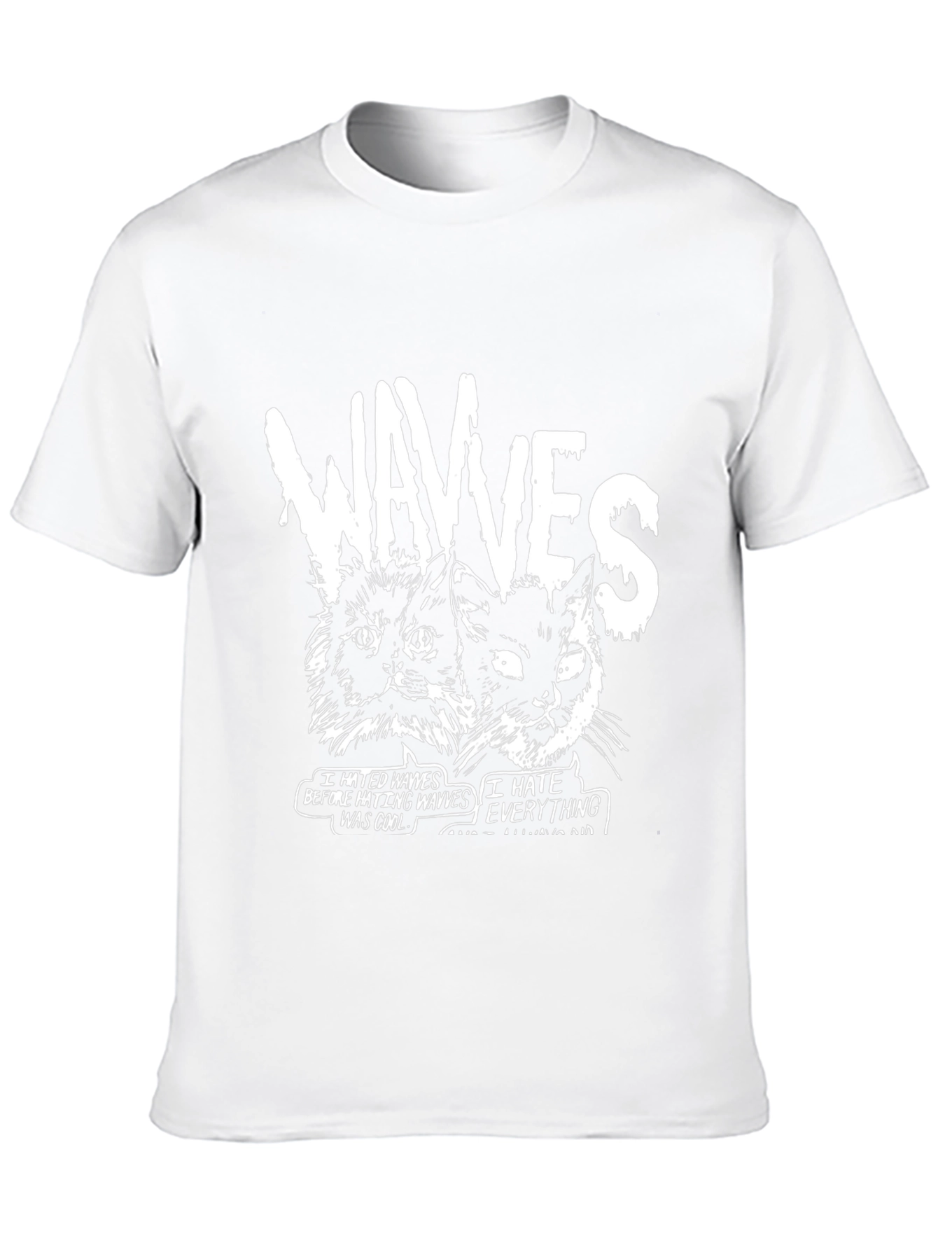 Wavves Cats Graphic Print Black T-Shirt