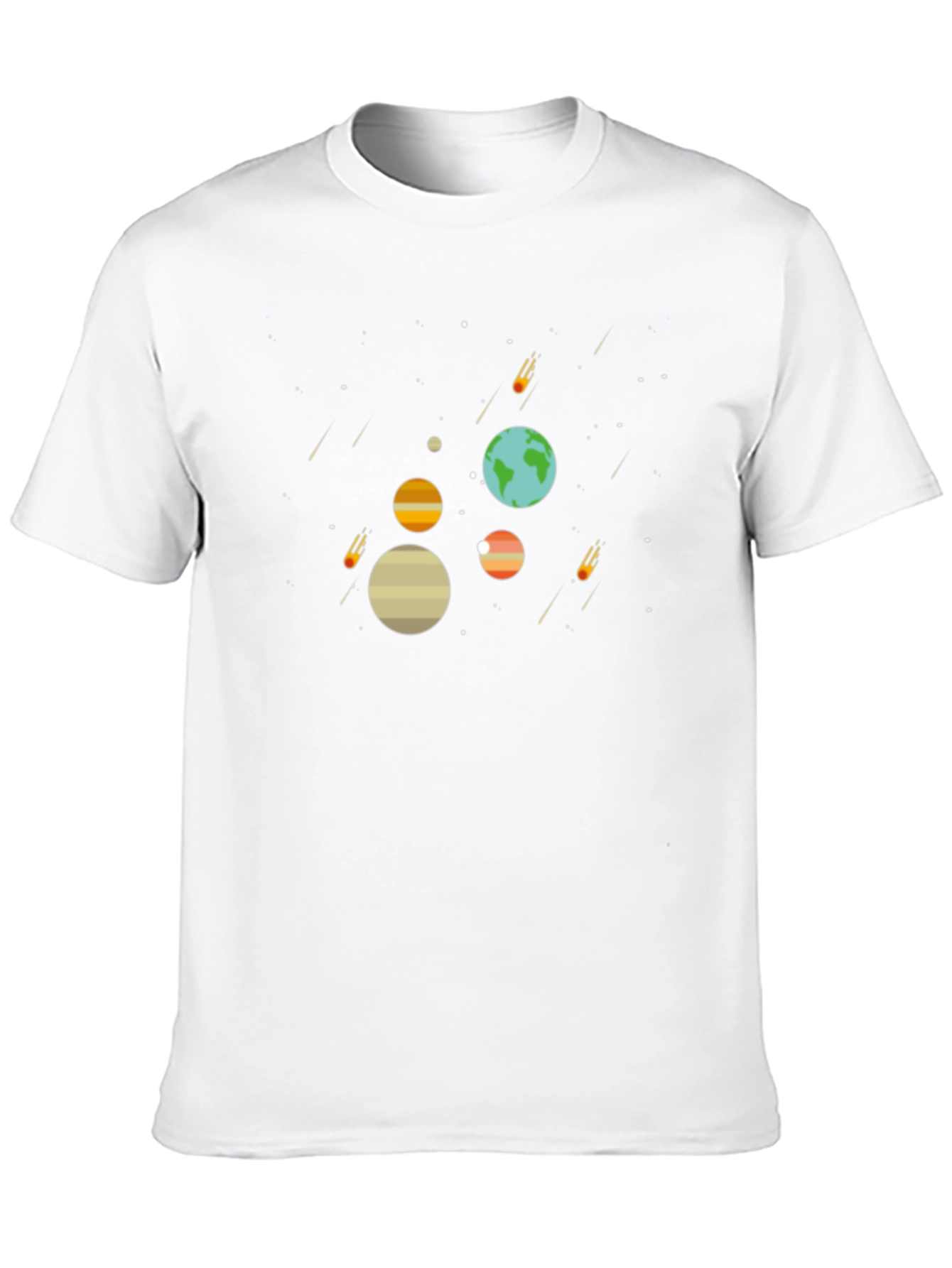 Space Planets T-Shirt - Graphic Tee Black Cotton