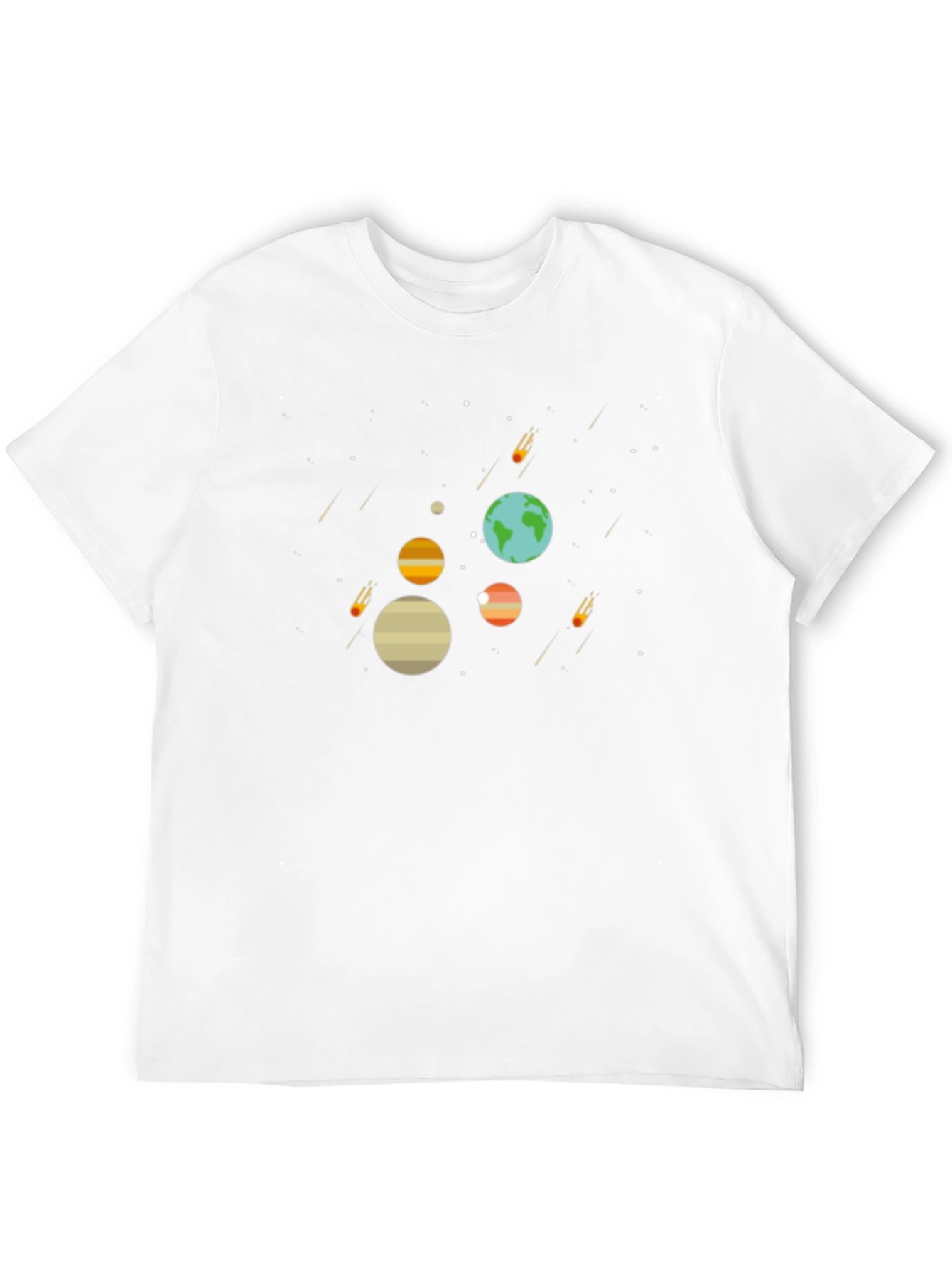 Space Planets T-Shirt - Graphic Tee Black Cotton