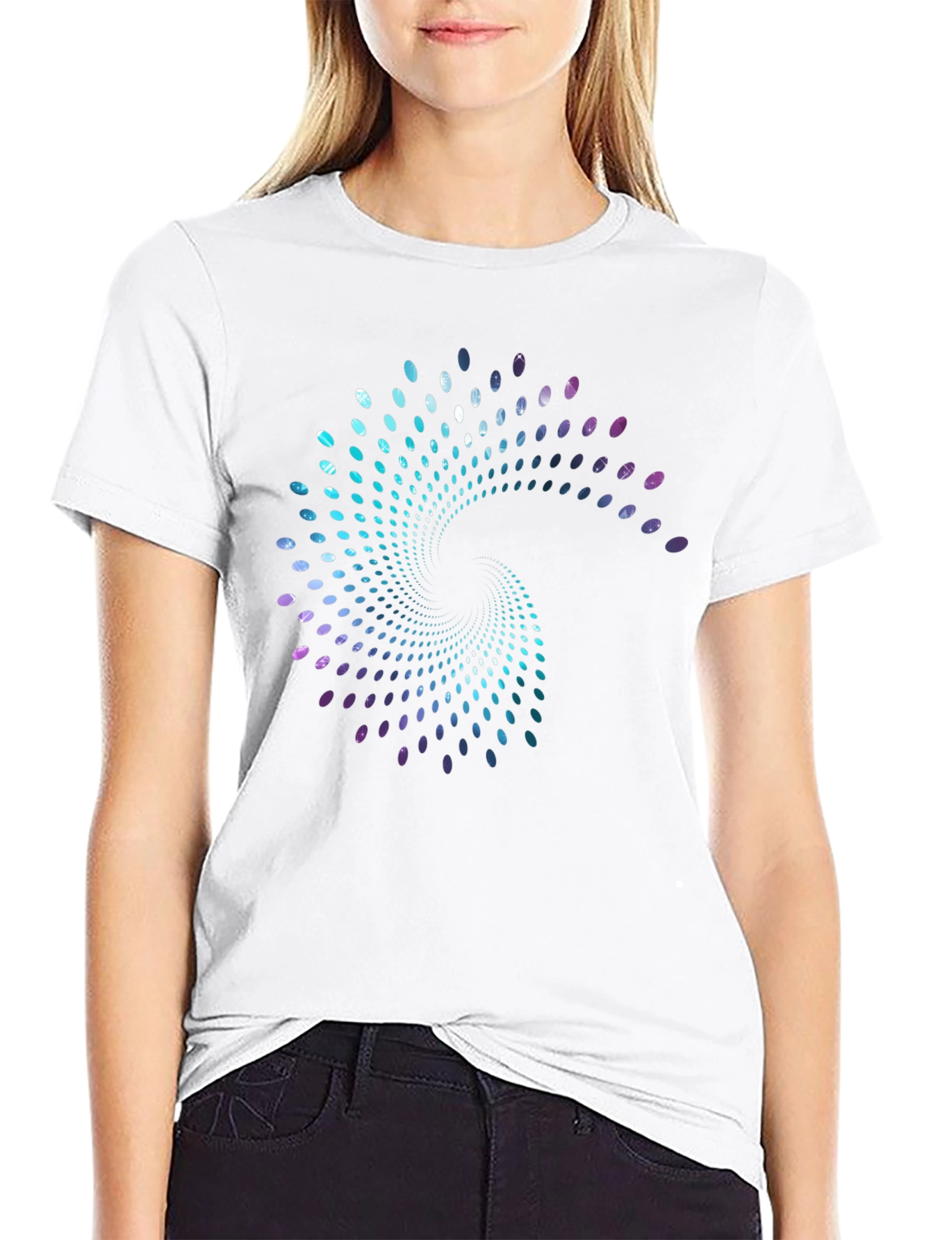 Spiral Galaxy Graphic Print Black T-Shirt