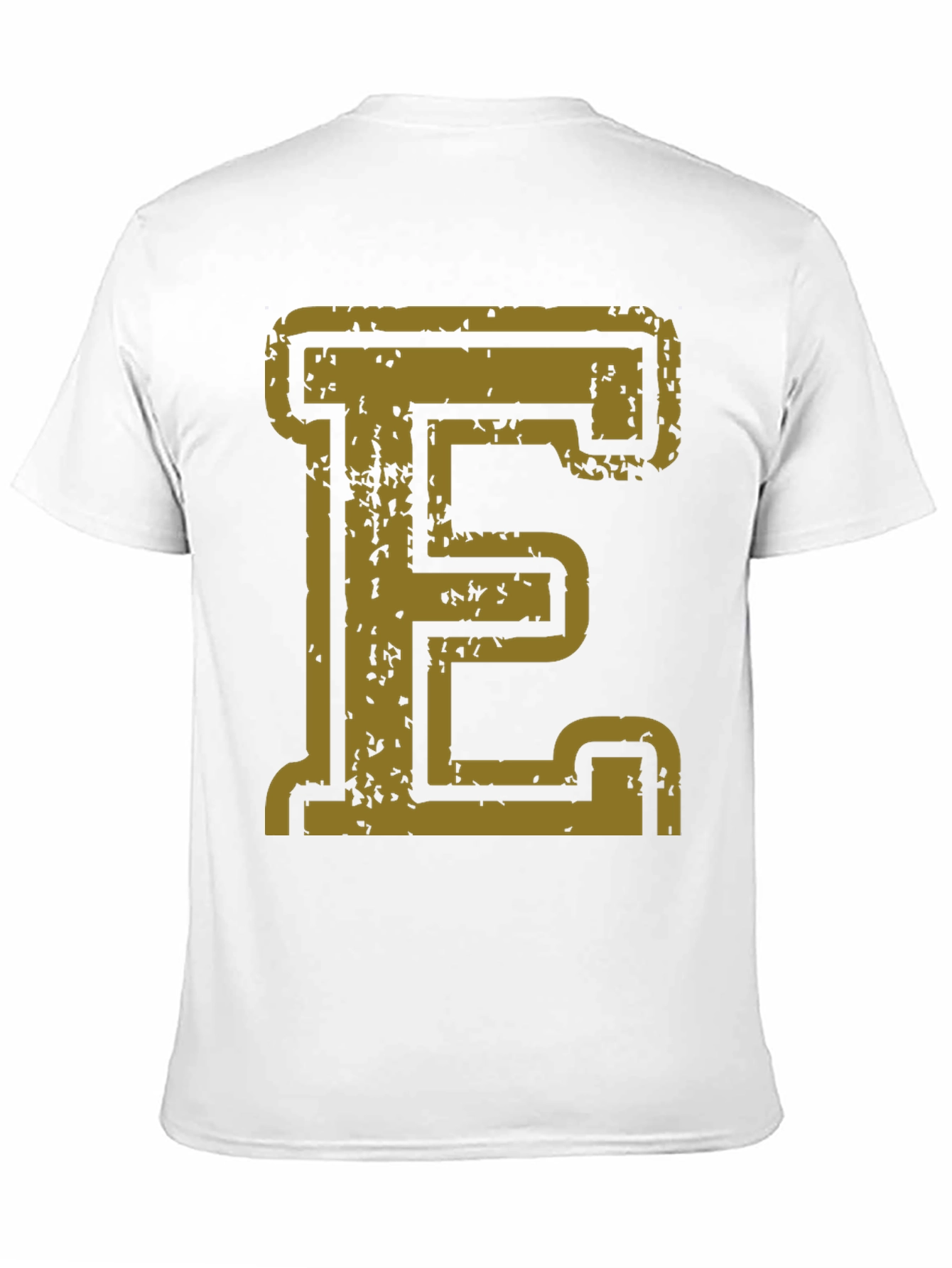 Distressed Gold Letter E Black T-Shirt