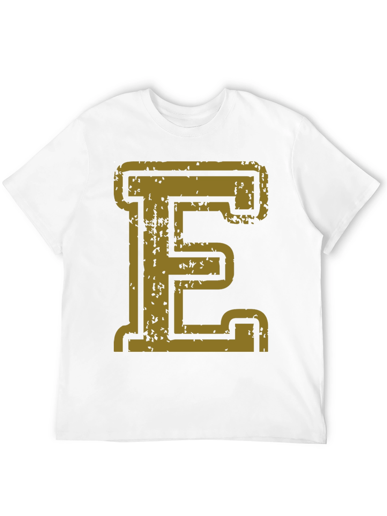 Distressed Gold Letter E Black T-Shirt