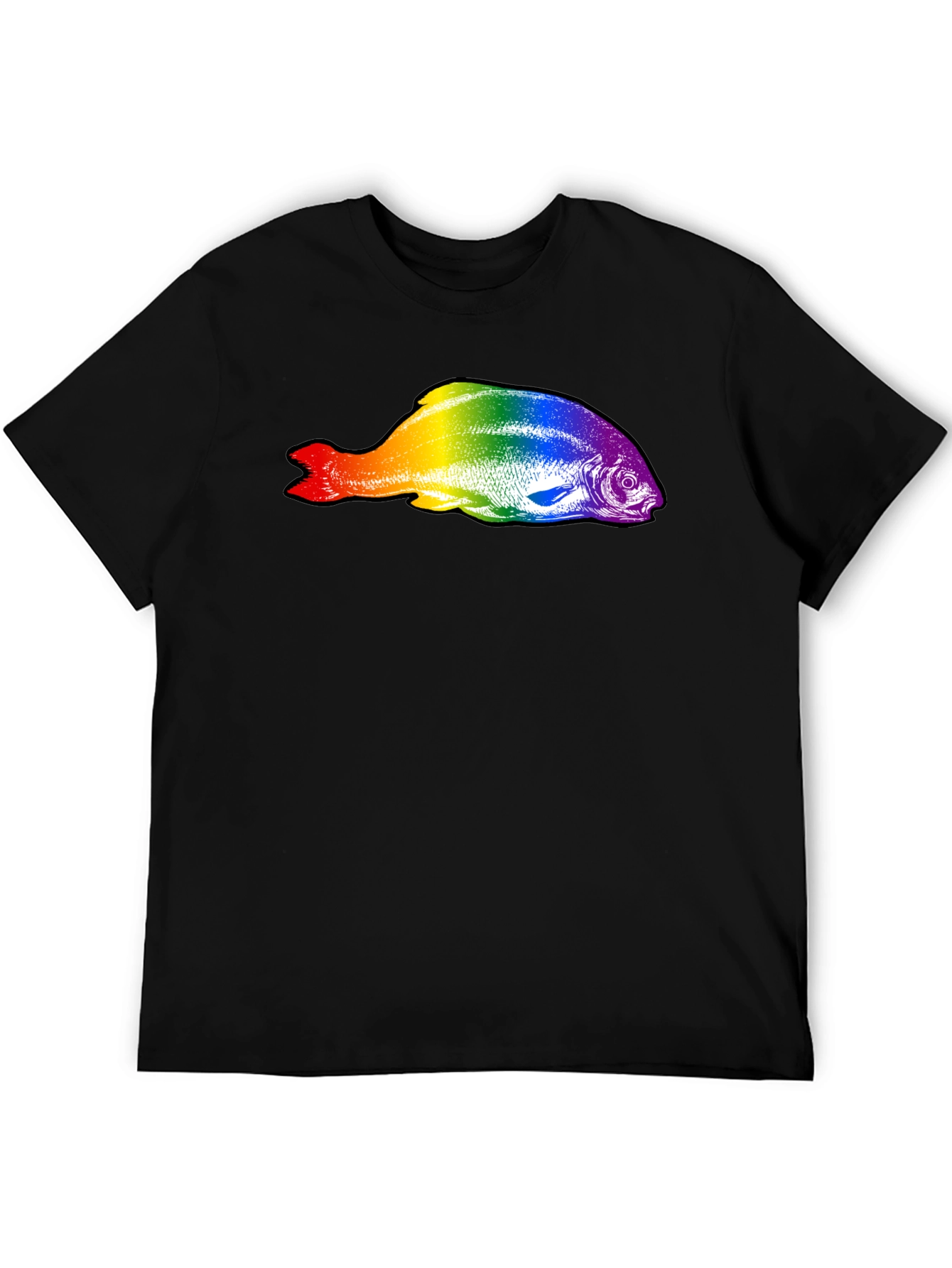 Rainbow Fish Graphic Black T-Shirt