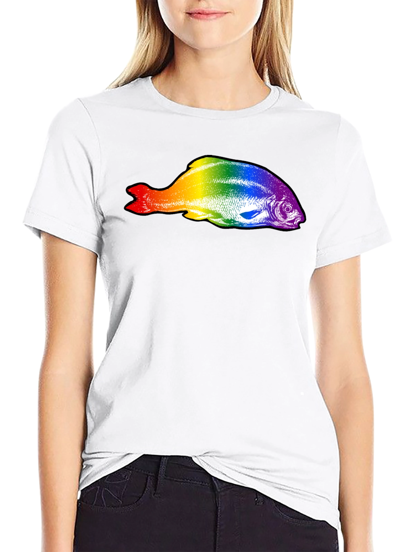 Rainbow Fish Graphic Black T-Shirt
