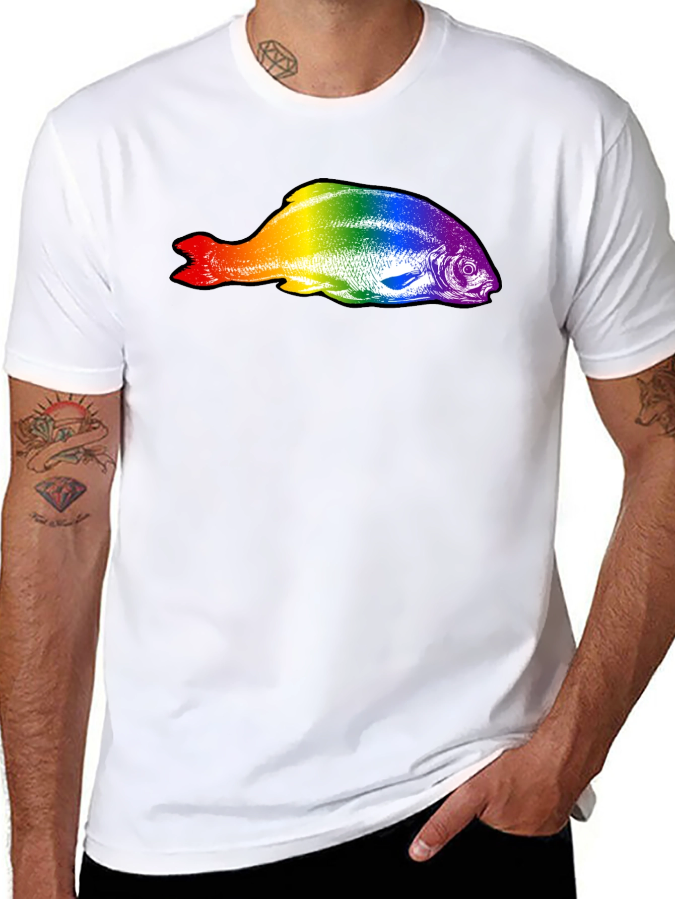Rainbow Fish Graphic Black T-Shirt