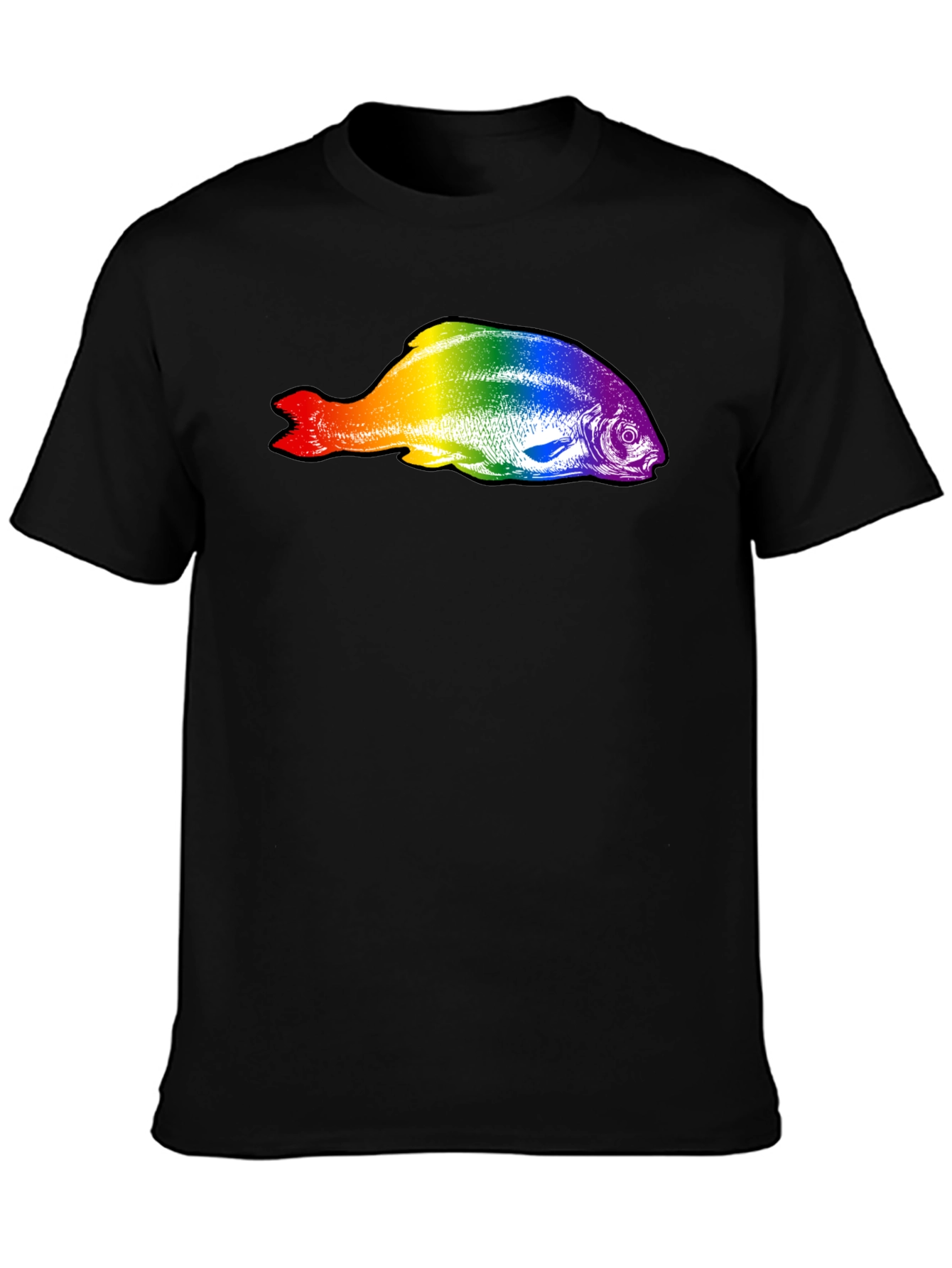Rainbow Fish Graphic Black T-Shirt