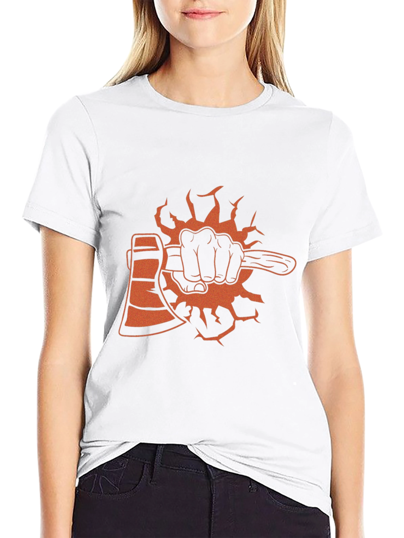 Black Axe T-Shirt Lumberjack Hand Graphic Tee