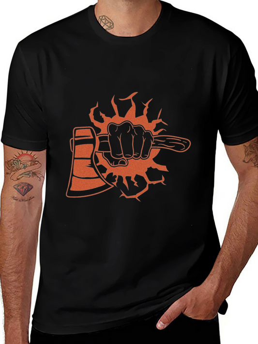 Black Axe T-Shirt Lumberjack Hand Graphic Tee