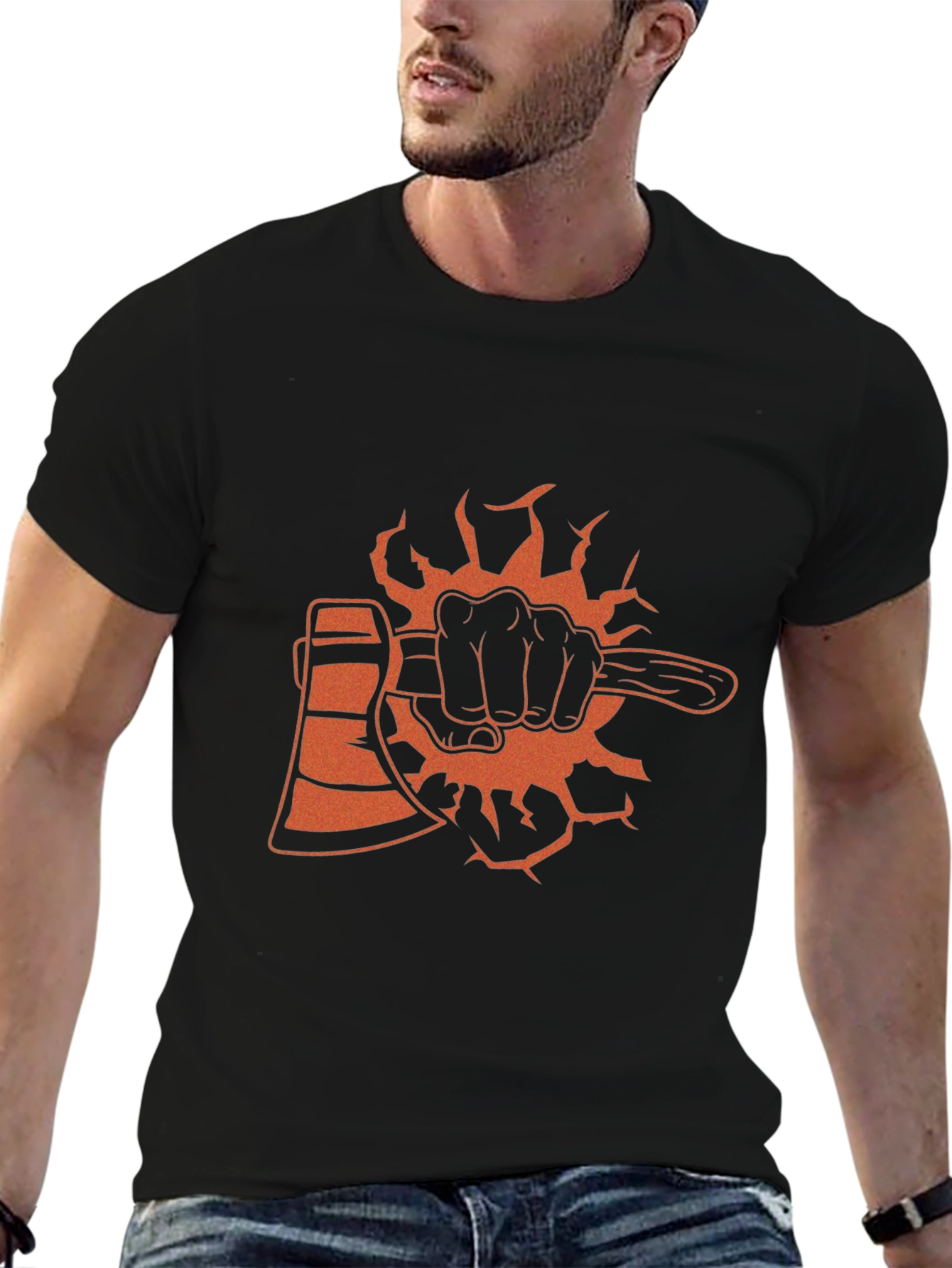 Black Axe T-Shirt Lumberjack Hand Graphic Tee
