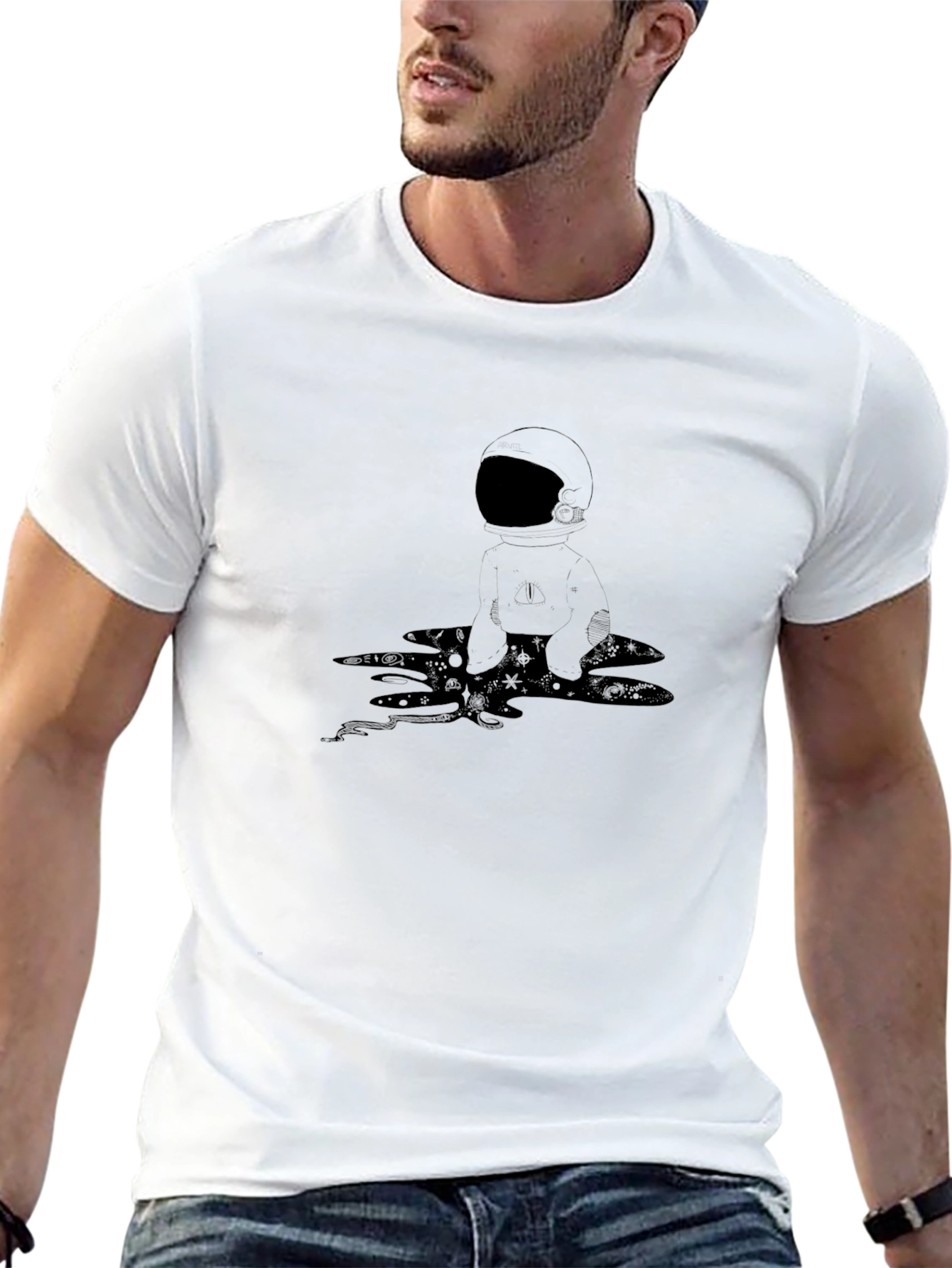 Astronaut Graphic Black T-Shirt - Cool Space Design