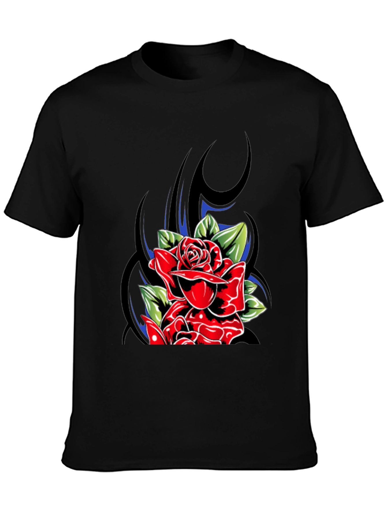 Rose Graphic Tee - Stylish Black T-Shirt