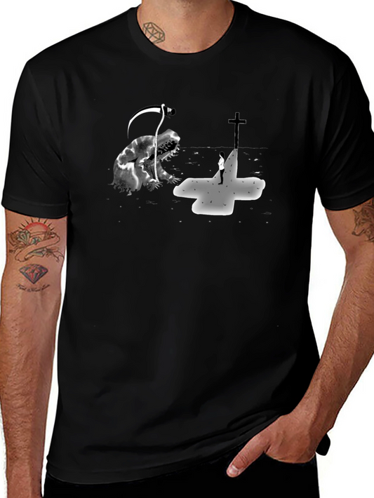 Grim Reaper vs Cross Black Graphic Tee