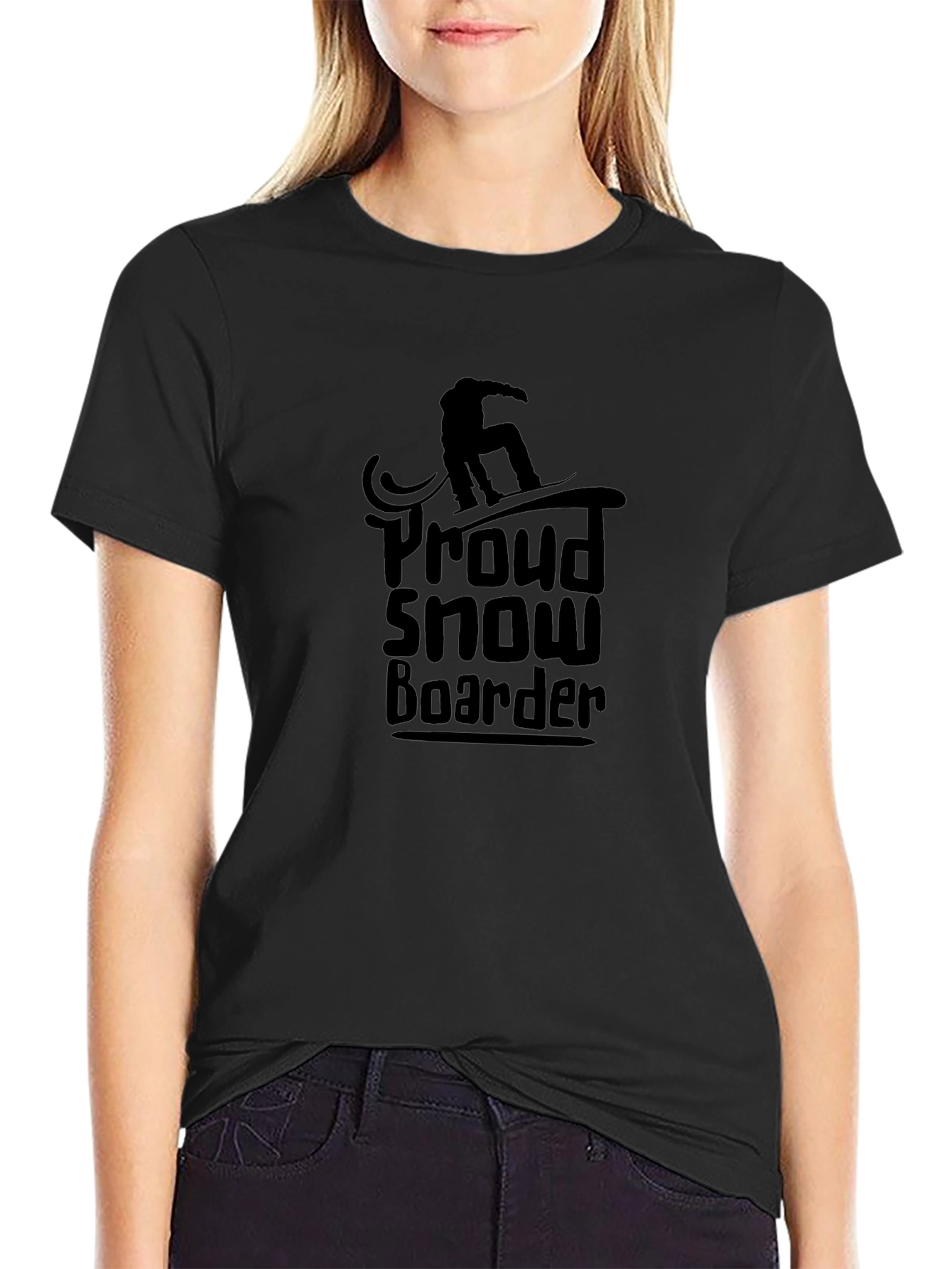 Proud Snowboarder Black Graphic Tee