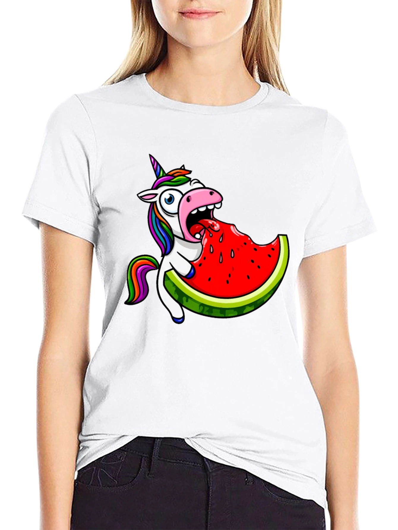 Unicorn Eating Watermelon Graphic Tee