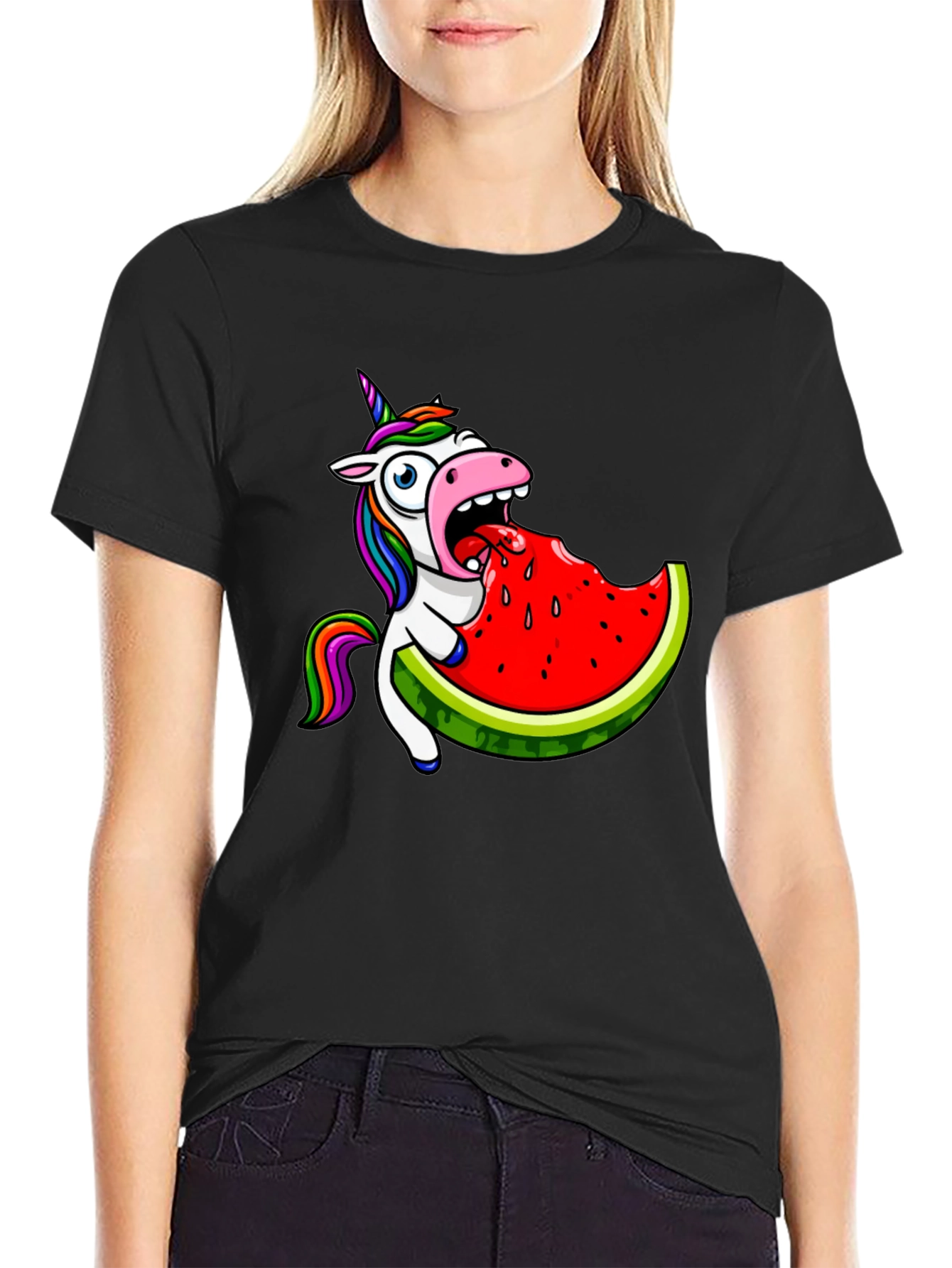 Unicorn Eating Watermelon Graphic Tee