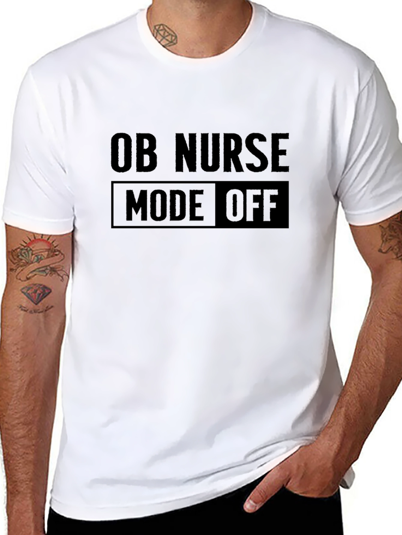 OB Nurse Mode Off T-Shirt - Black Graphic Tee